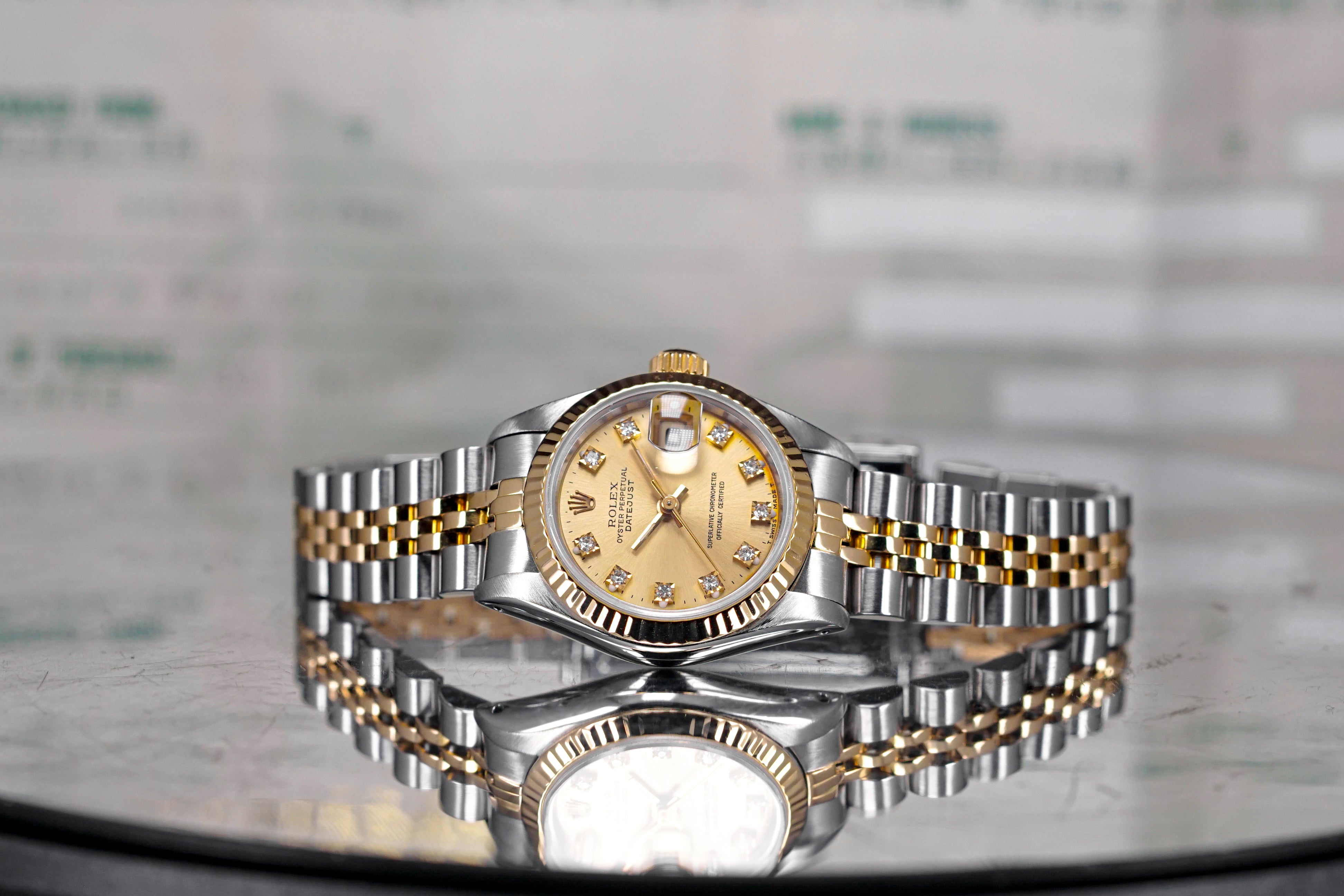 DATEJUST 26MM TWOTONE YELLOWGOLD CHAMPAGNE DIAMOND DIAL (1990)