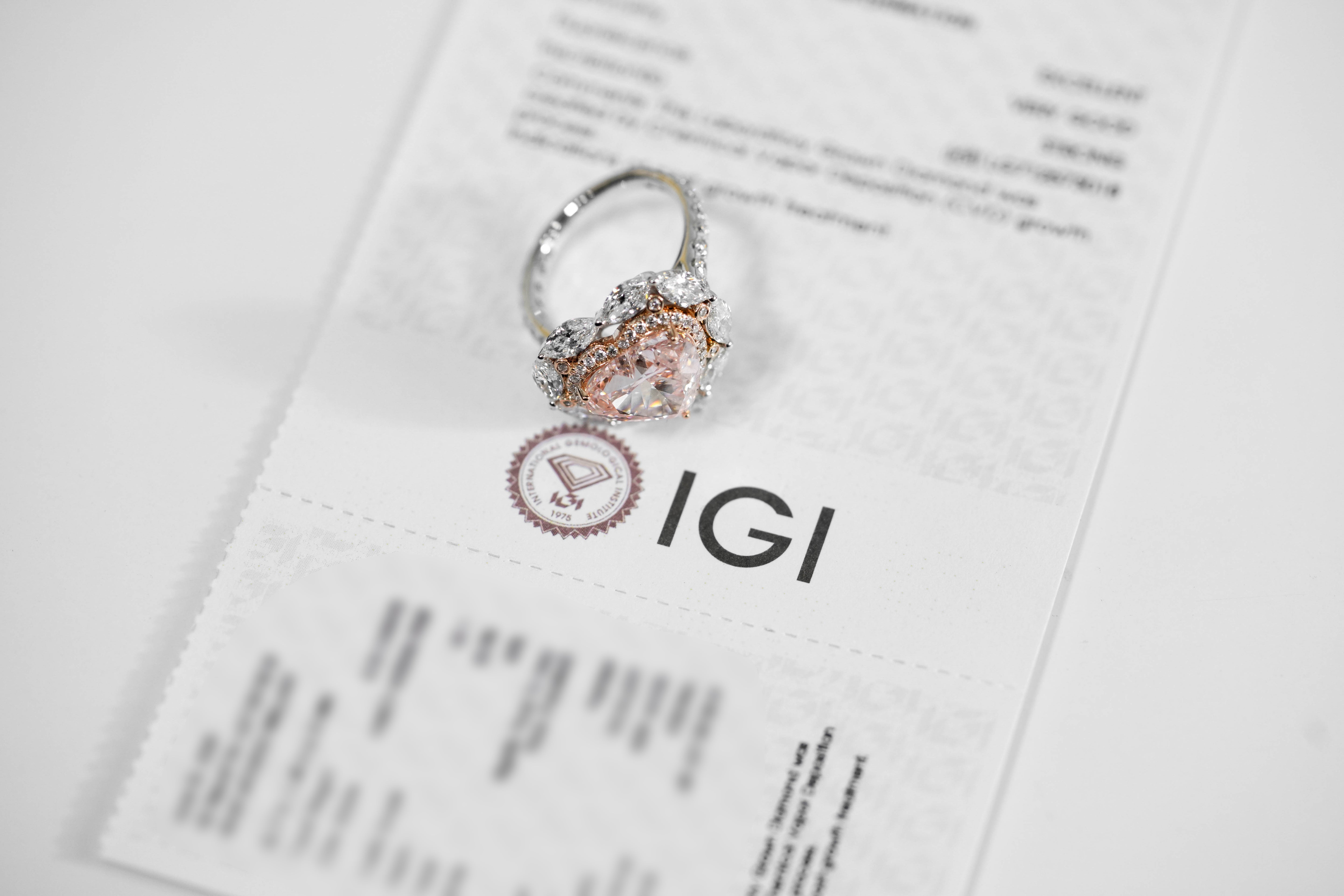 SERENA TWOTONE ROSEGOLD RING 5CT HEART CUT LAB DIAMOND