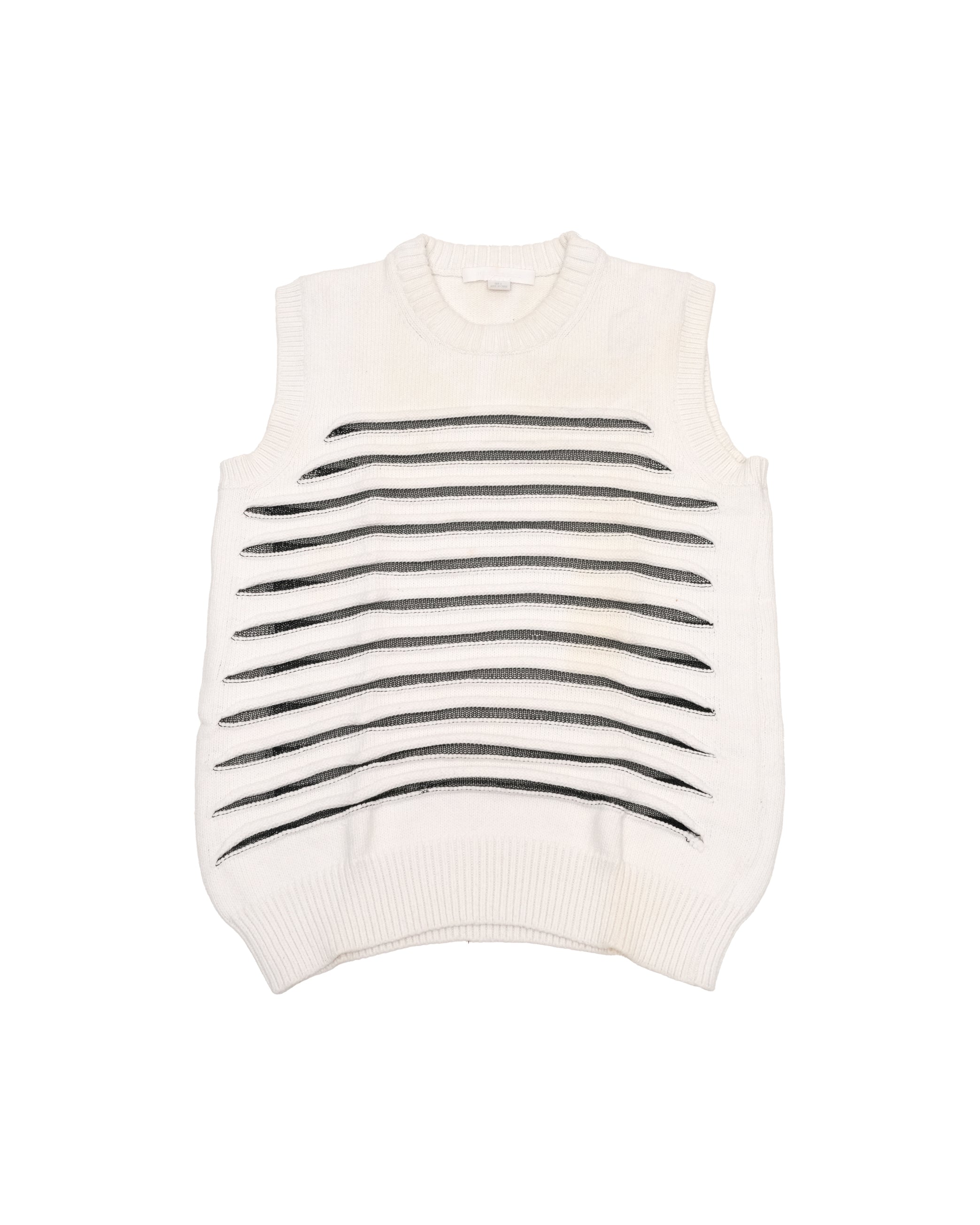 STRIPED KNITTED WHITE VEST – SIZE S