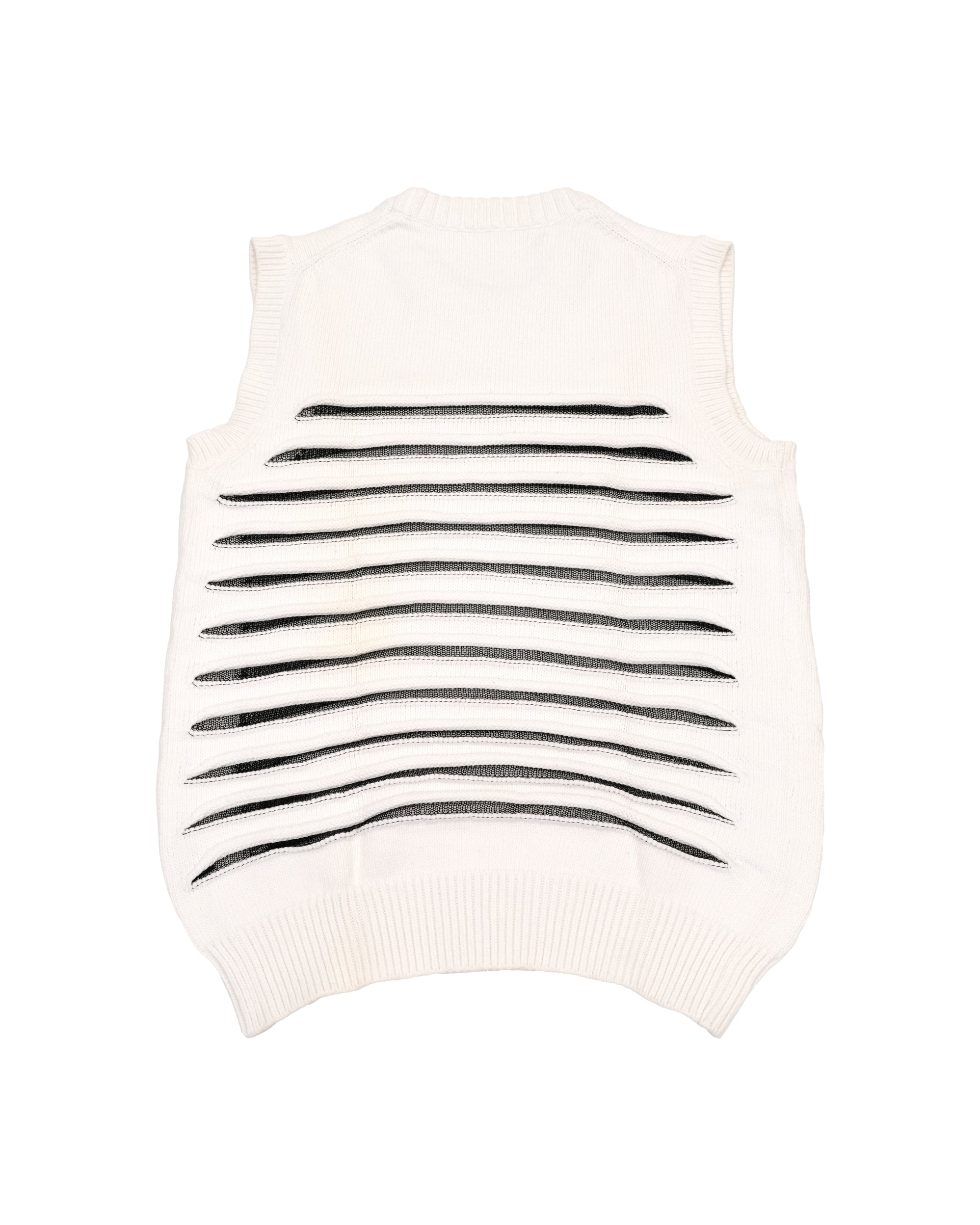 STRIPED KNITTED WHITE VEST – SIZE S