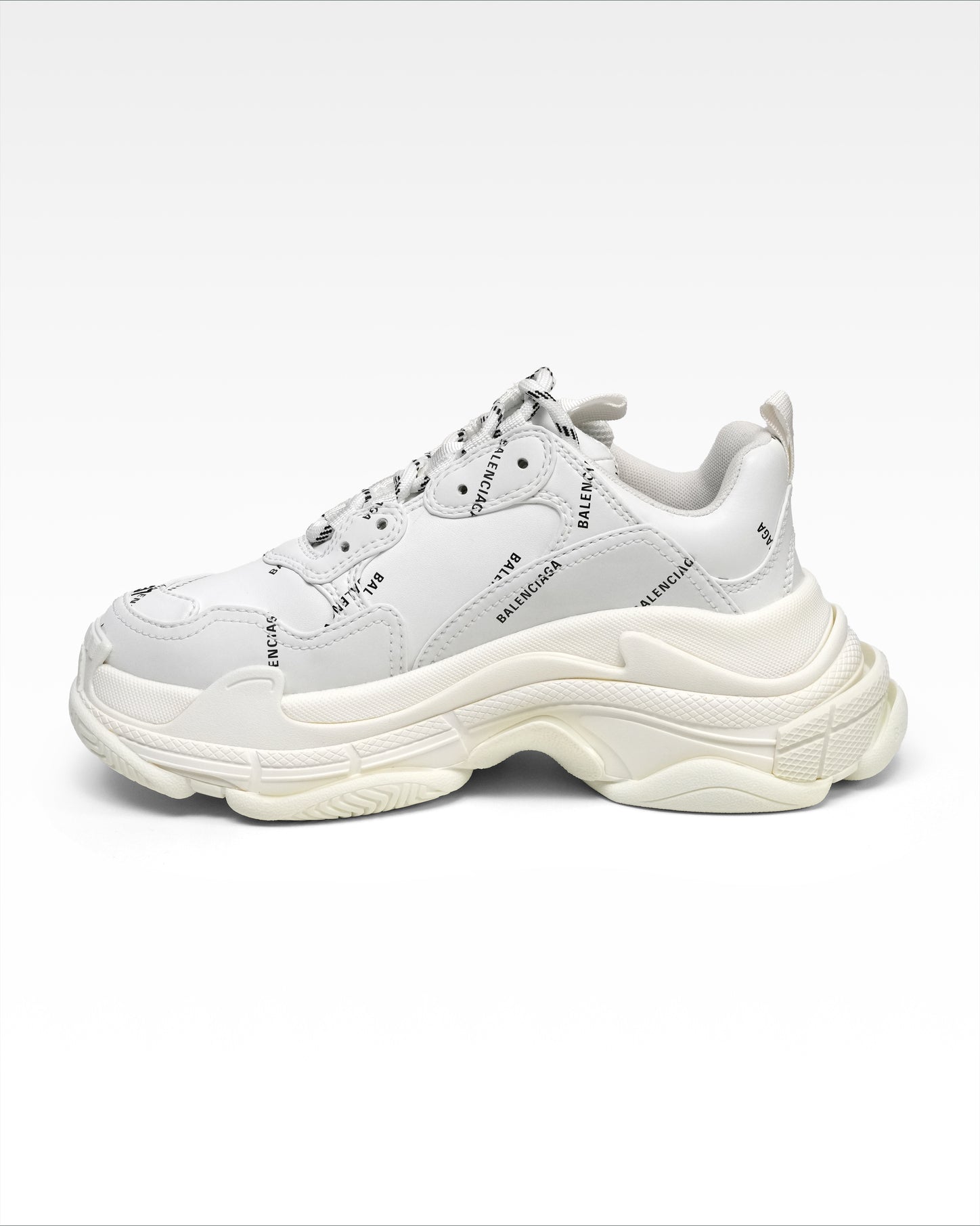 TRIPLE S SNEAKERS LADIES WHITE X BLACK ALL OVER LOGO – SIZE 37