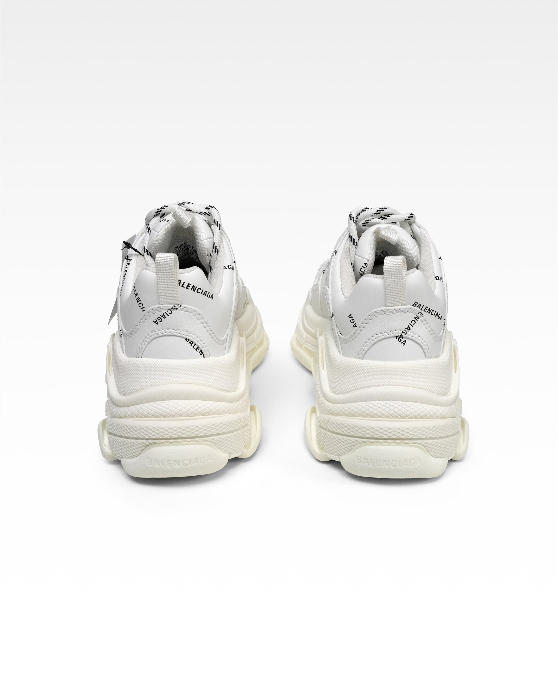 TRIPLE S SNEAKERS LADIES WHITE X BLACK ALL OVER LOGO – SIZE 37