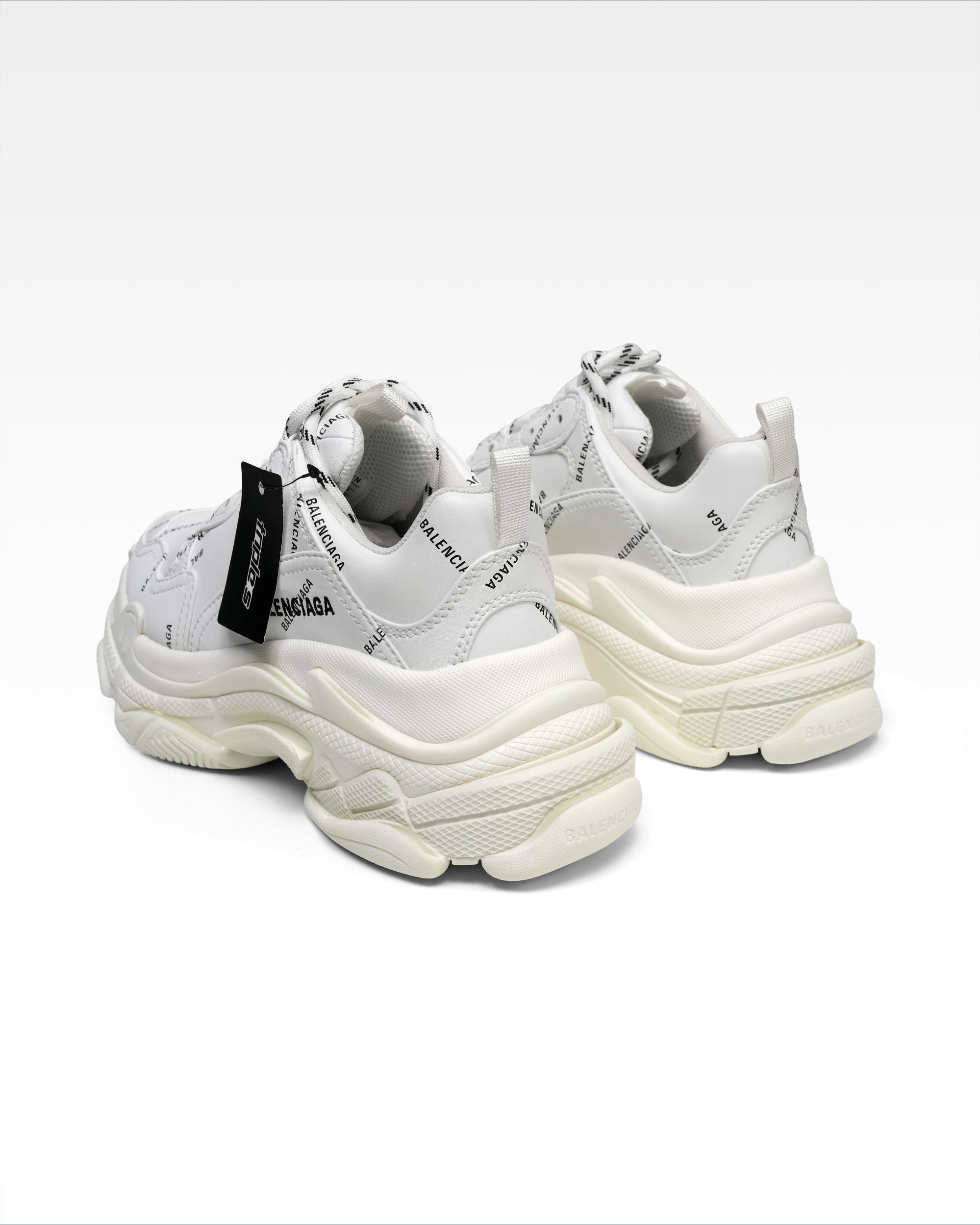 TRIPLE S SNEAKERS LADIES WHITE X BLACK ALL OVER LOGO – SIZE 37