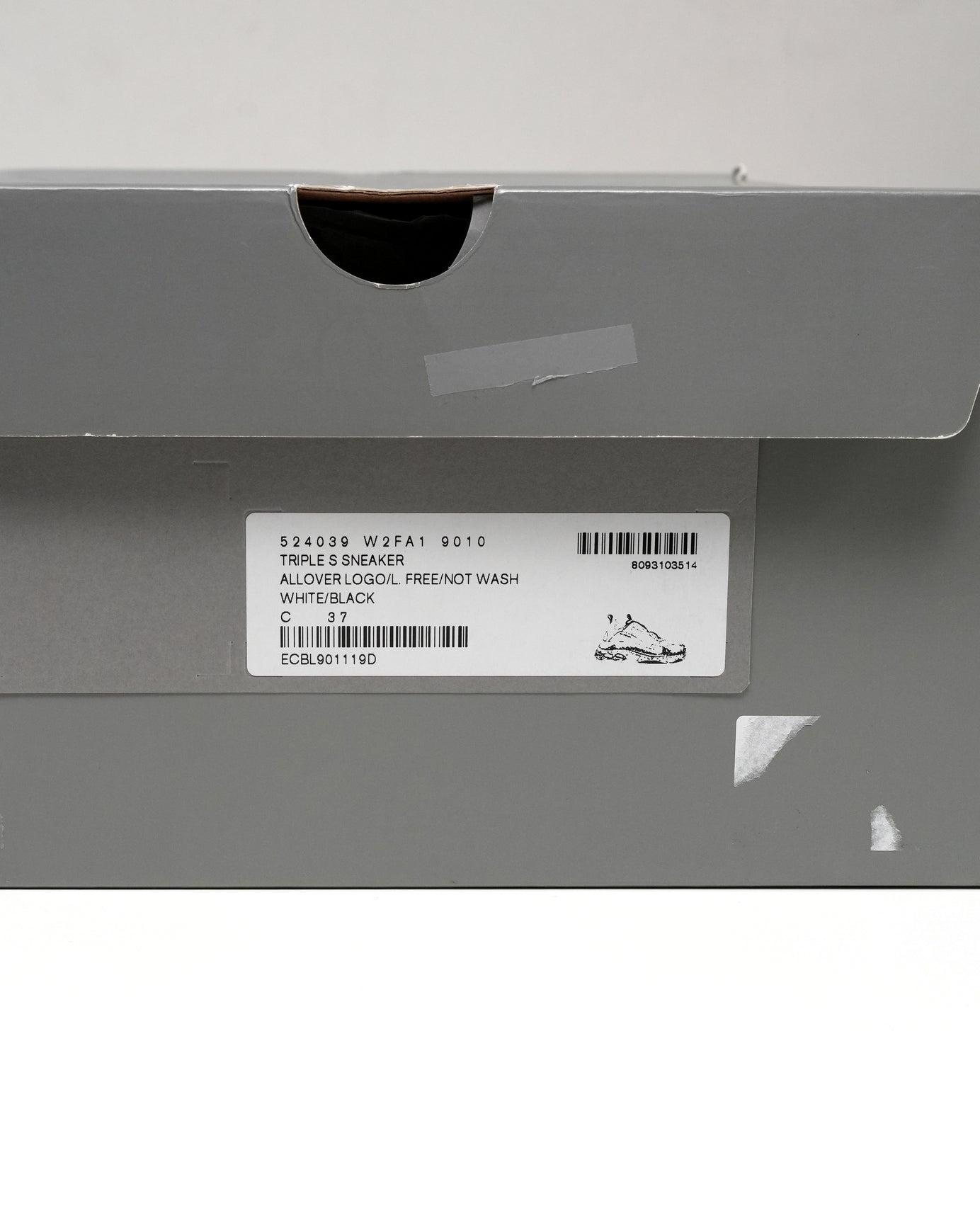 TRIPLE S SNEAKERS LADIES WHITE X BLACK ALL OVER LOGO – SIZE 37