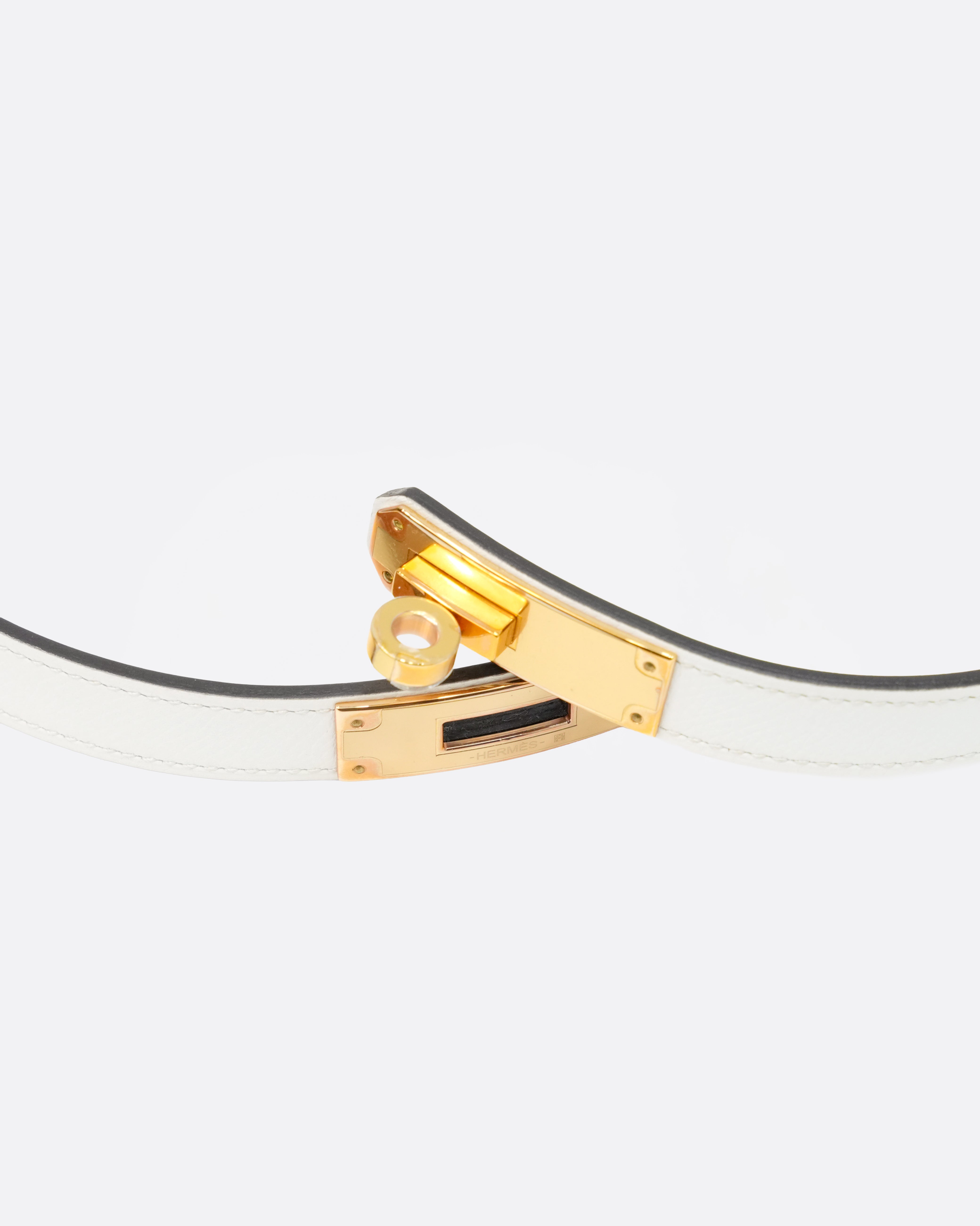 KELLY BELT WHITE EPSOM WITH GOLD HARDWARE