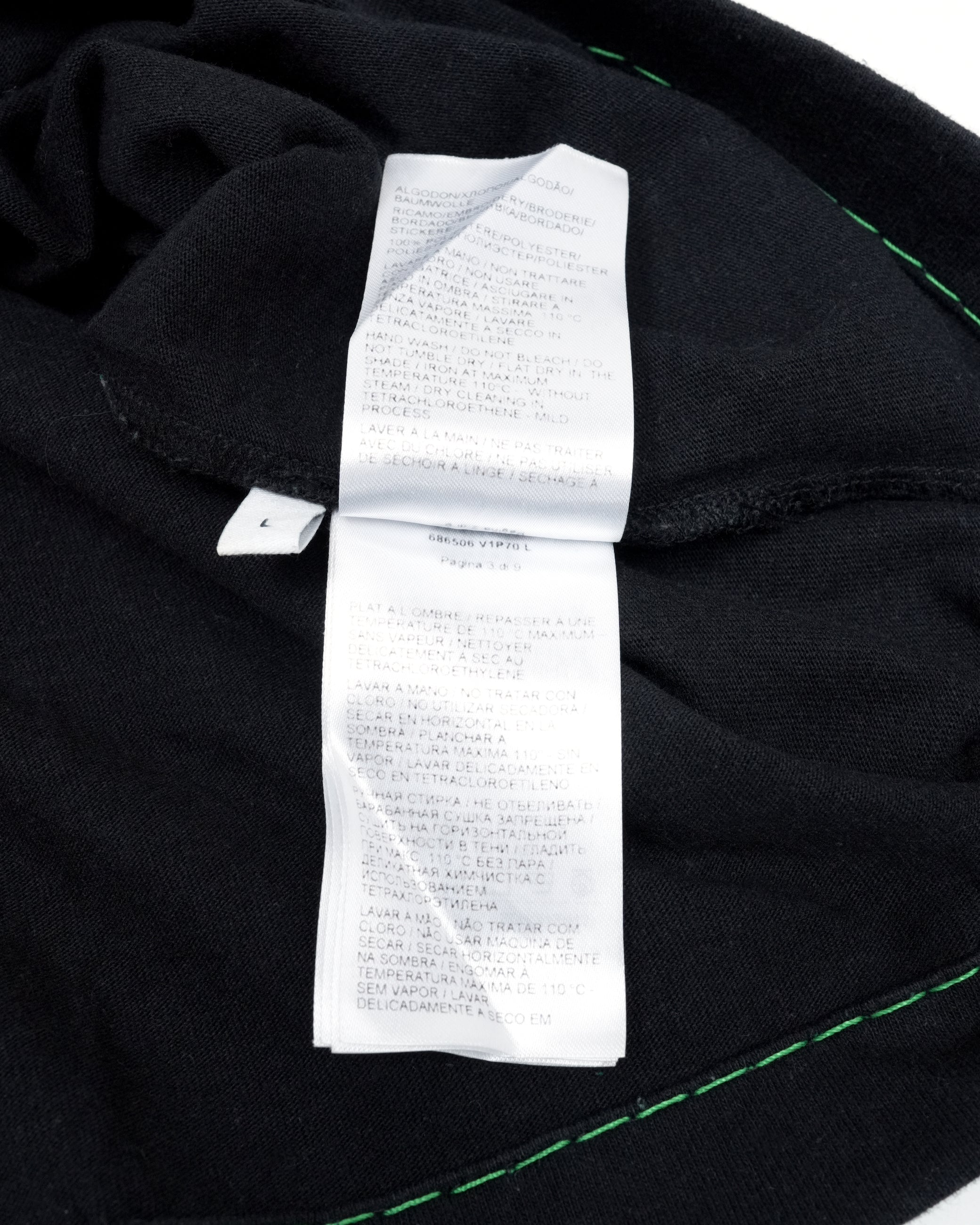 VENETA BLACK COTTON CONTRAST STITCH DETAIL T-SHIRT – SIZE L