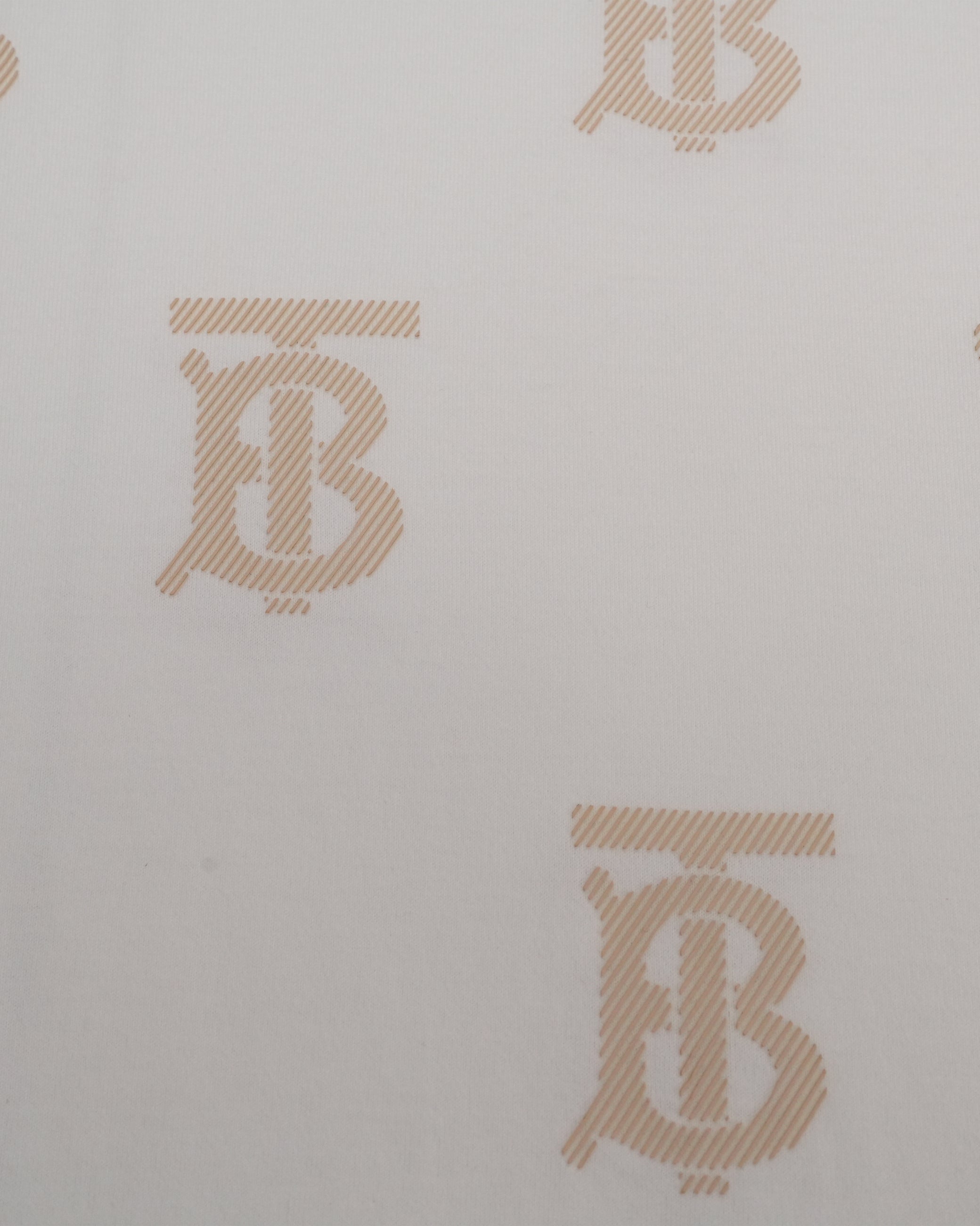 TB LOGO WHITE x BEIGE MONOGRAM T-SHIRT - SIZE XS