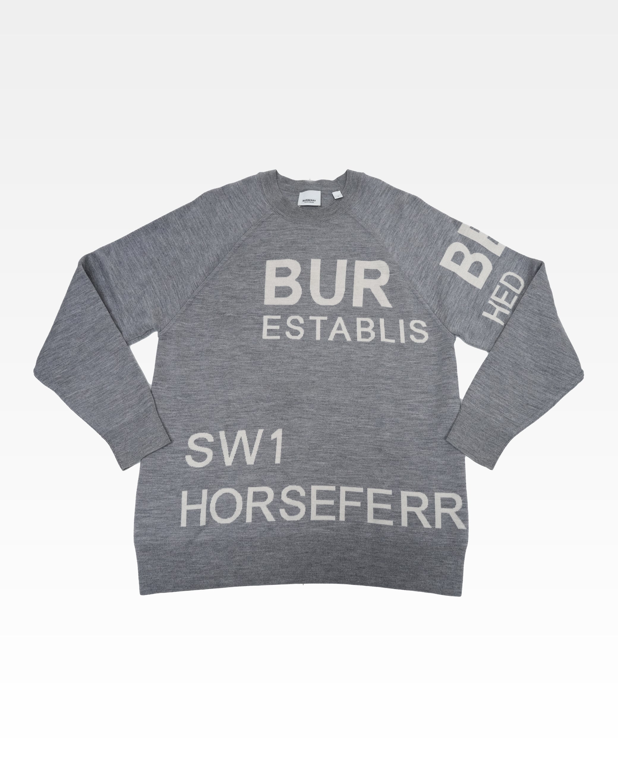 HORSEFERRY GREY ACHERON WOOL KNIT SWEATER - SIZE M