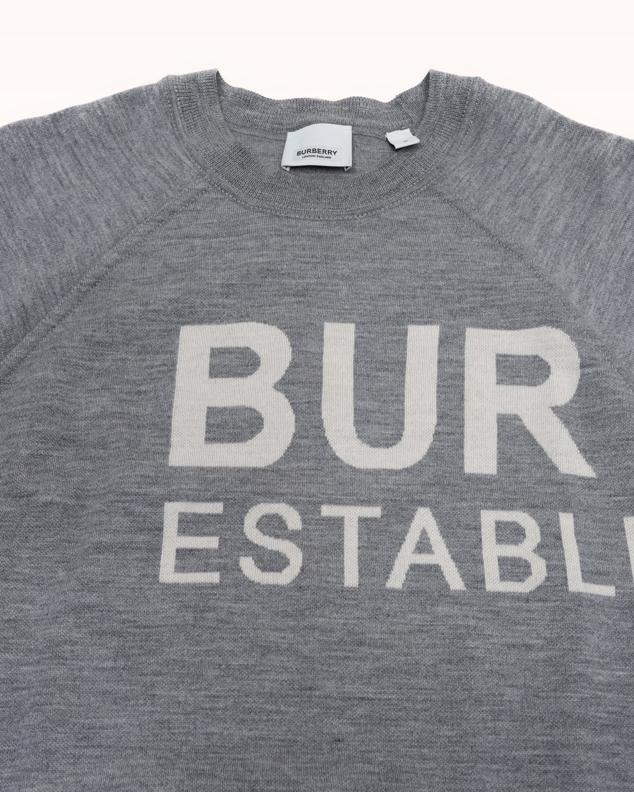 HORSEFERRY GREY ACHERON WOOL KNIT SWEATER - SIZE M