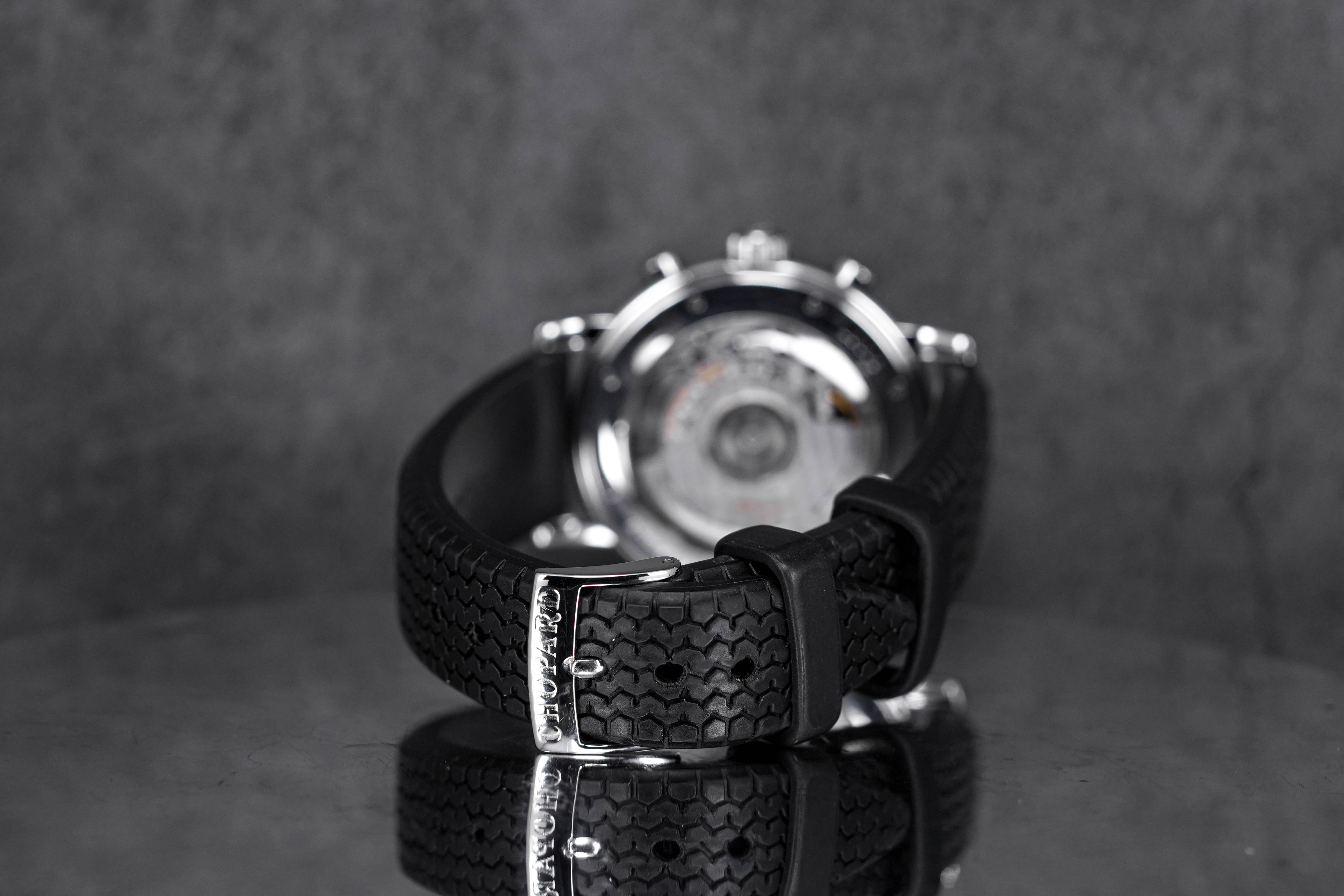 MILLE MIGLIA STEEL CHRONOGRAPH SILVER DIAL RUBBER STRAP (WATCH & SERVICE PAPER)