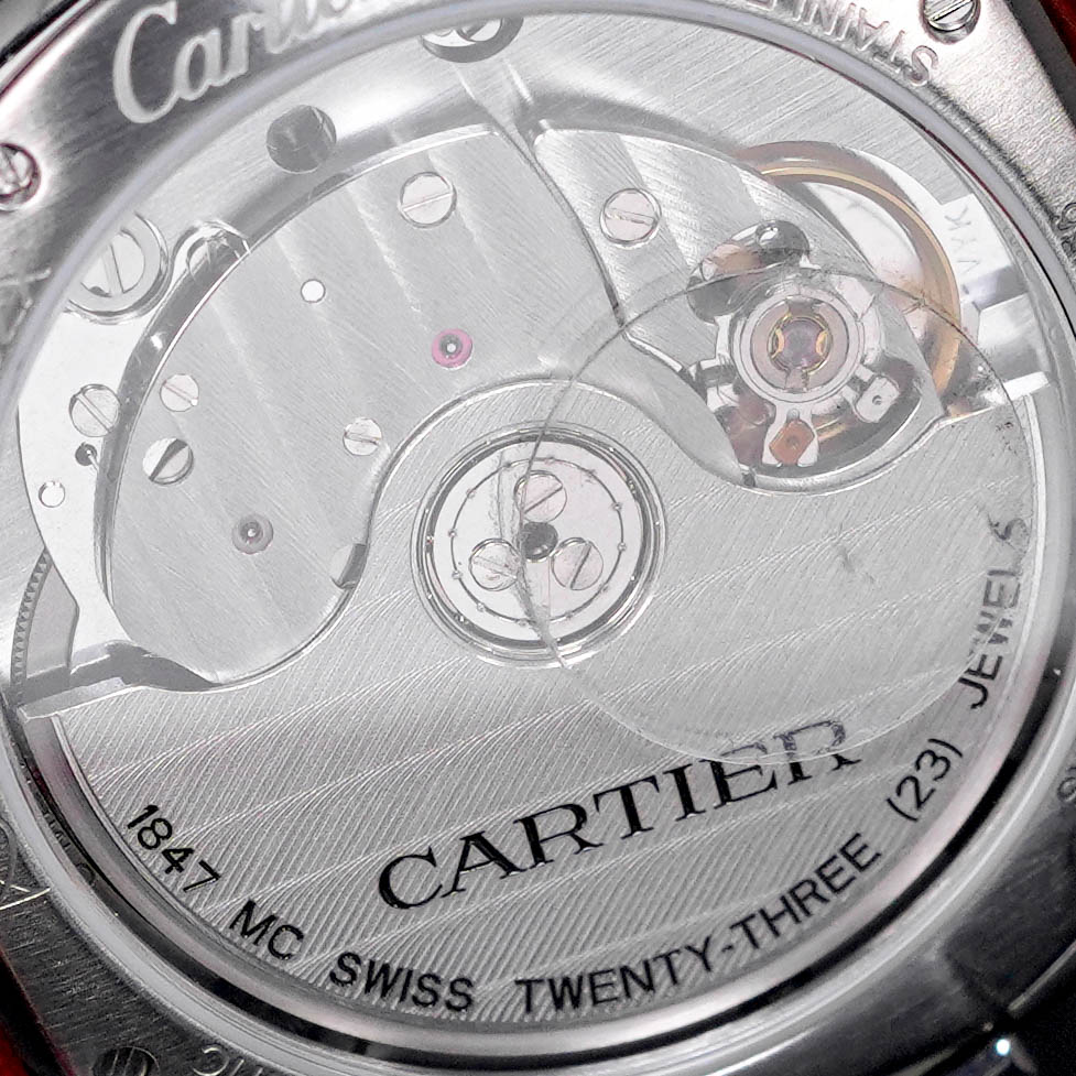 CLÉ DE CARTIER STEEL SILVER DIAL RED ALLIGATOR STRAP (2022)