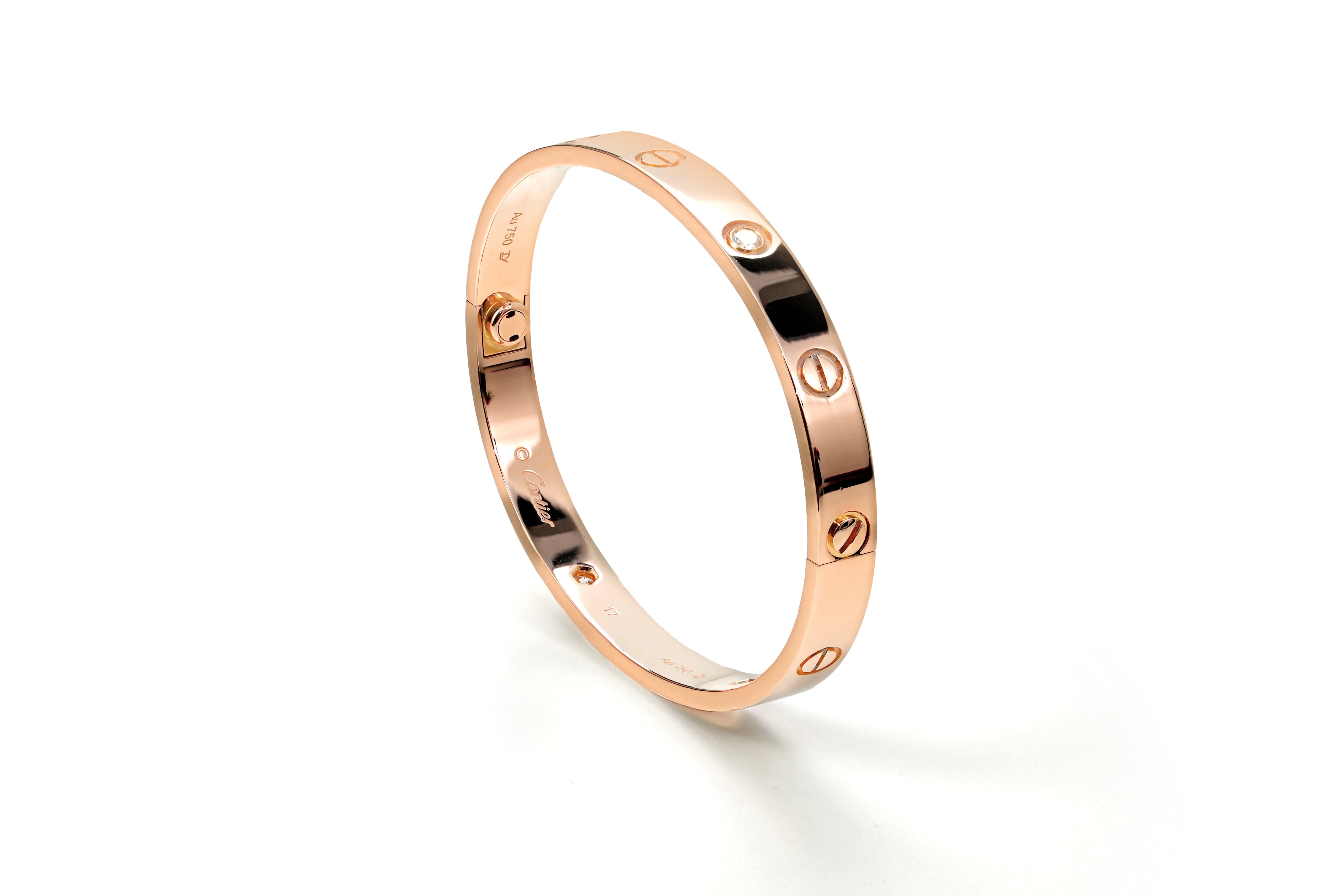 LOVE BRACELET 18K ROSEGOLD WITH 4 DIAMONDS (2017) - SIZE 17