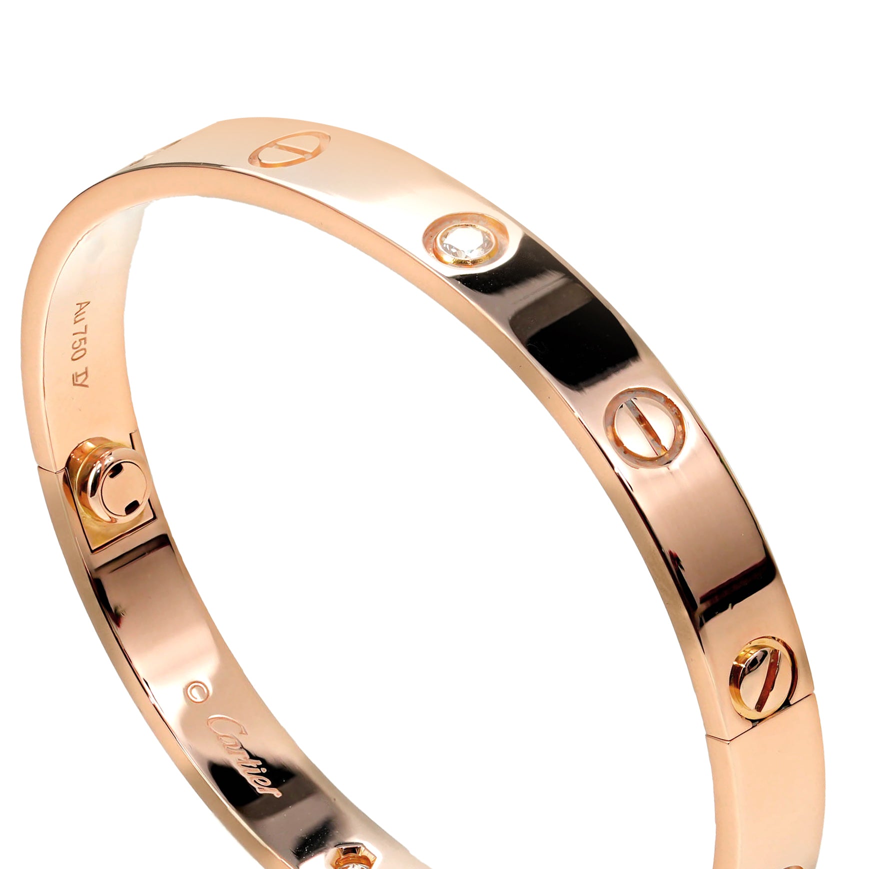 LOVE BRACELET 18K ROSEGOLD WITH 4 DIAMONDS (2017) - SIZE 17