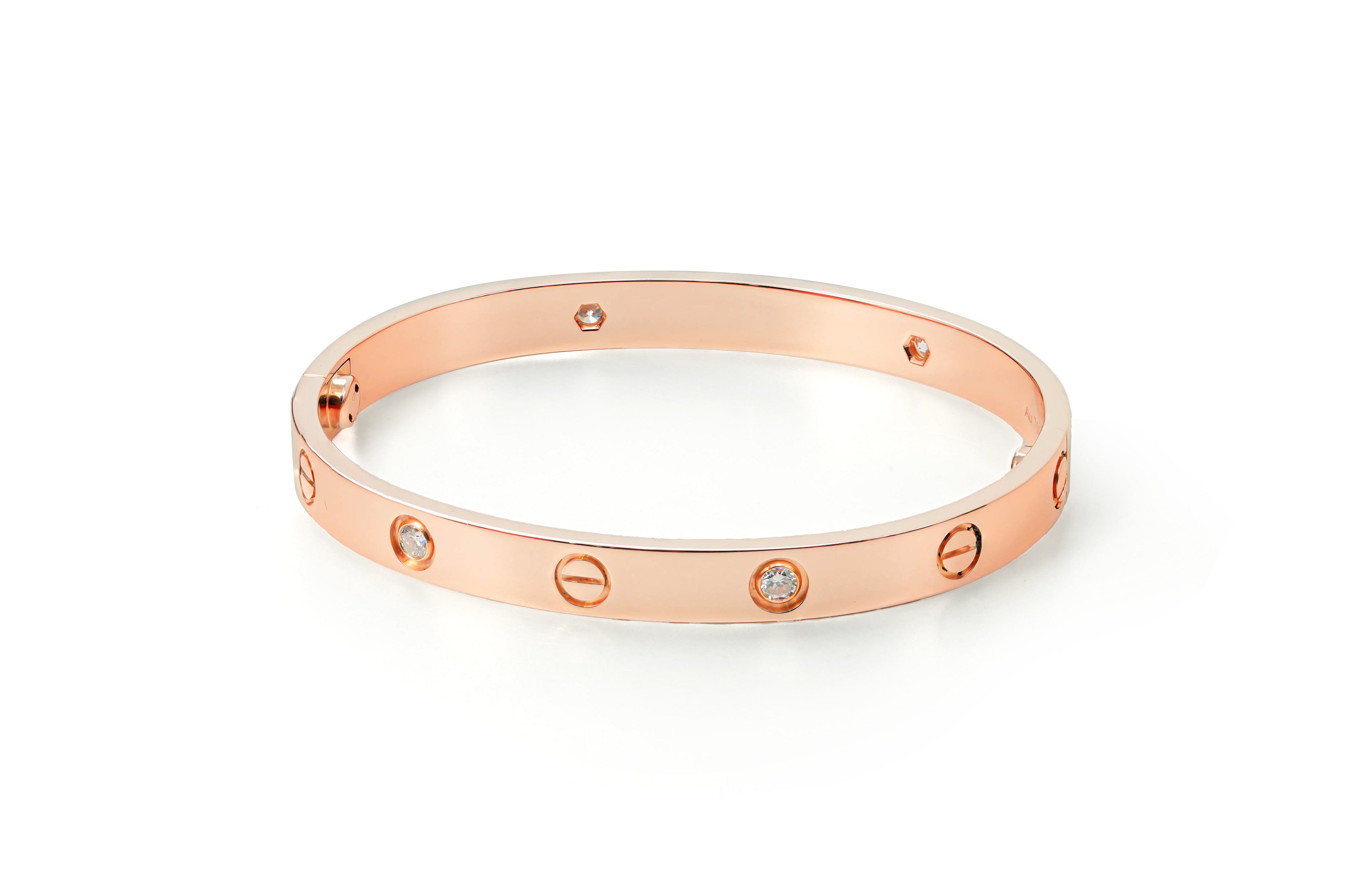 LOVE BRACELET 18K ROSEGOLD WITH 4 DIAMONDS (2017) - SIZE 17