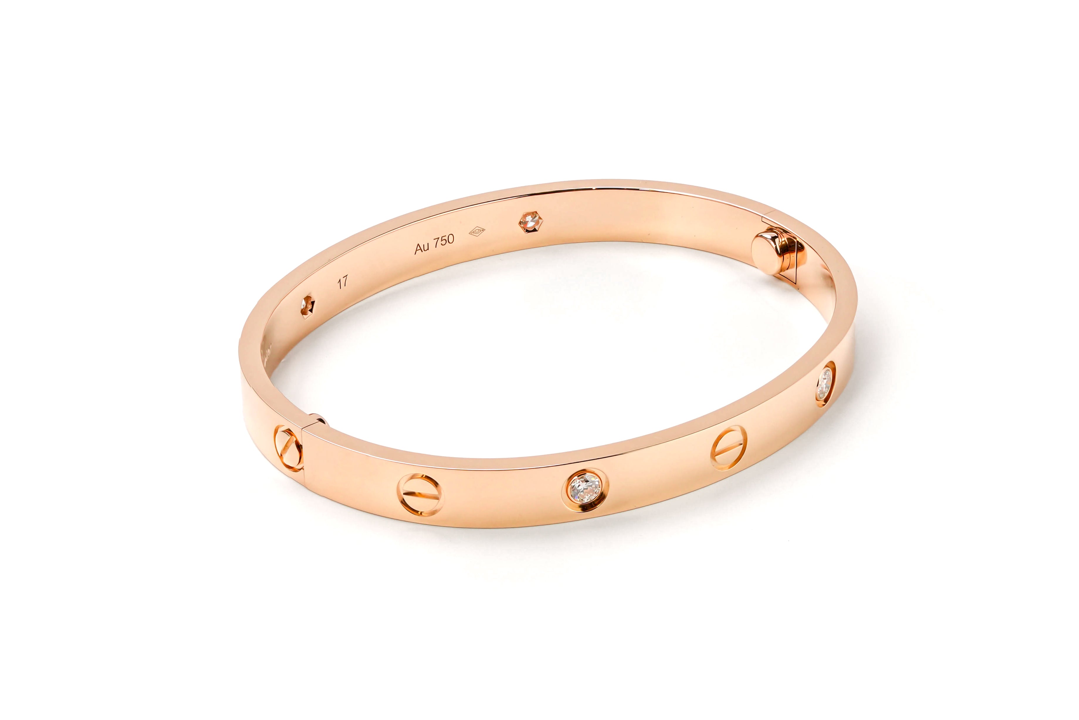 LOVE BRACELET 18K ROSEGOLD WITH 4 DIAMONDS (2022) - SIZE 17