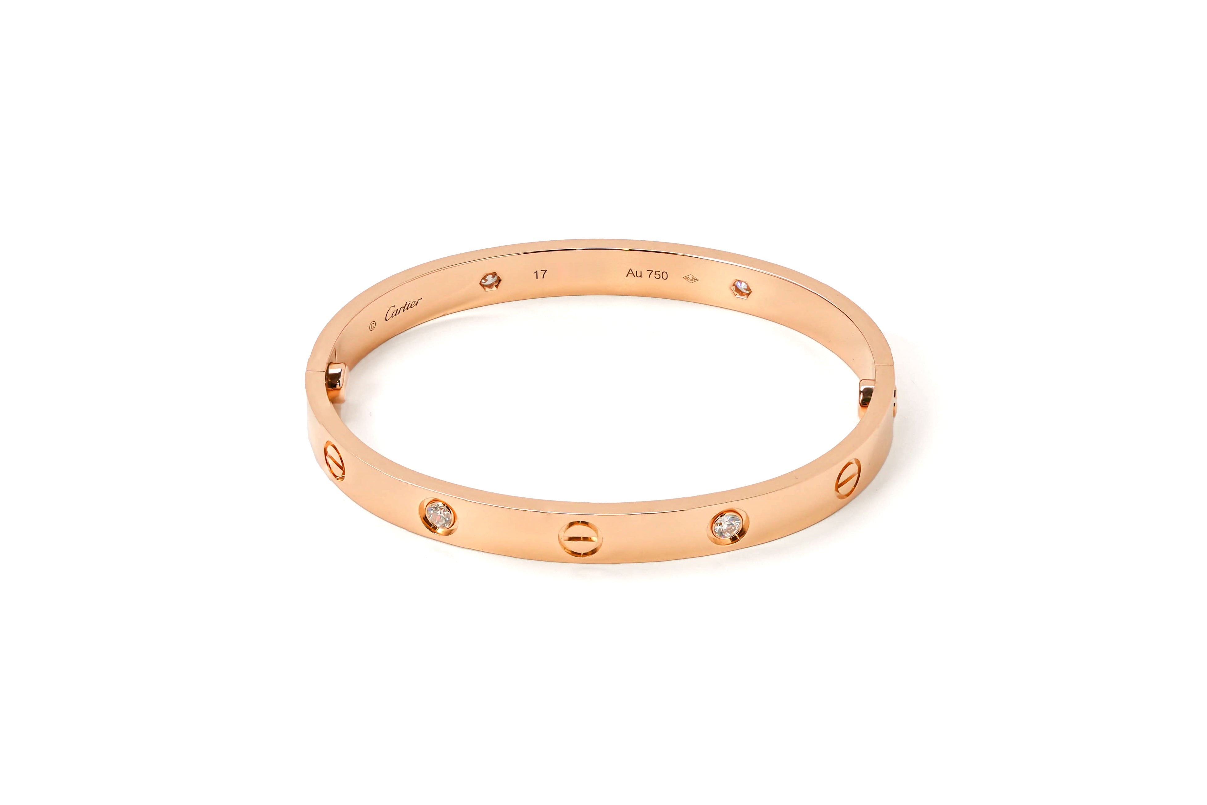 LOVE BRACELET 18K ROSEGOLD WITH 4 DIAMONDS (2022) - SIZE 17