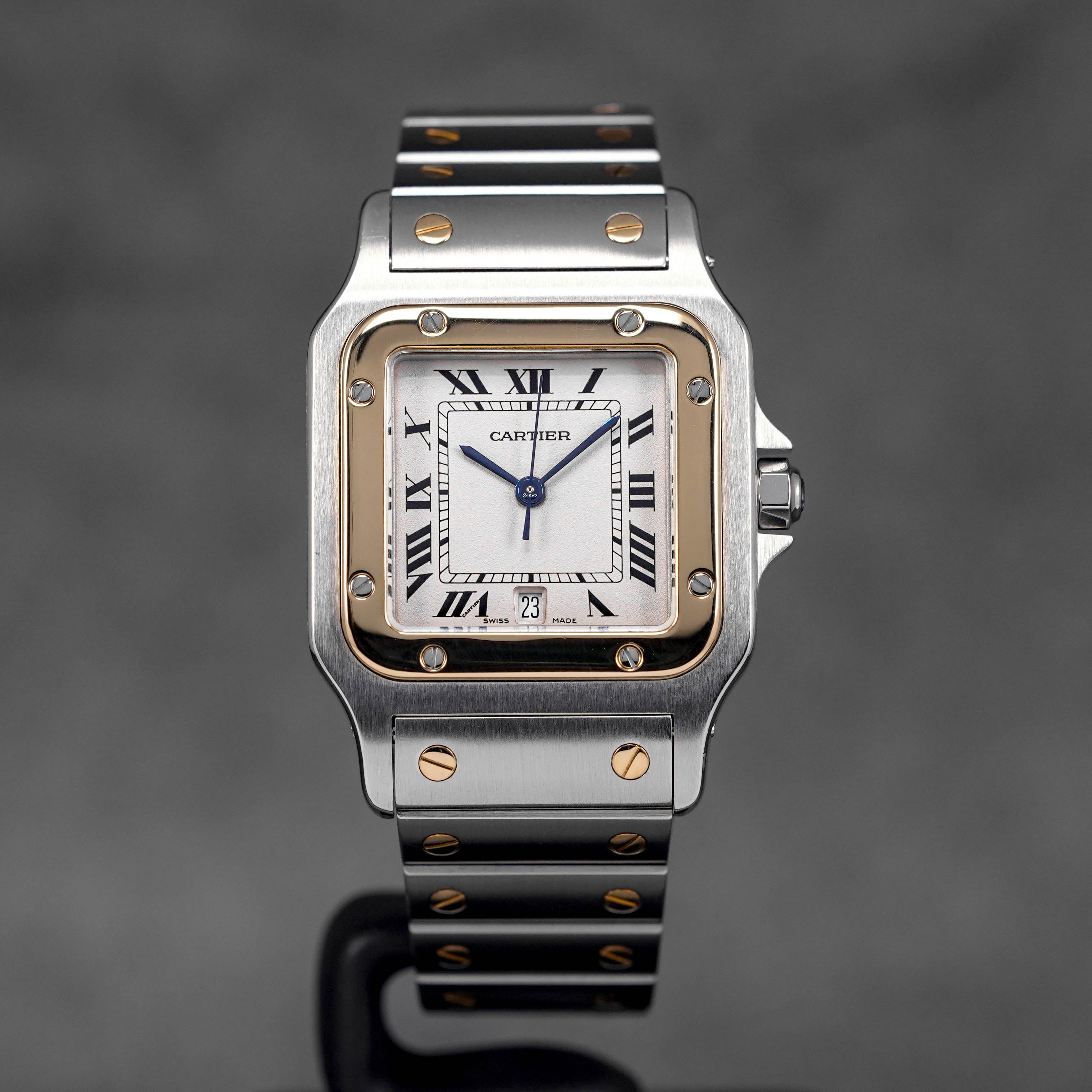 SANTOS GALBEE TWOTONE YELLOWGOLD L SILVER DIAL (2014)