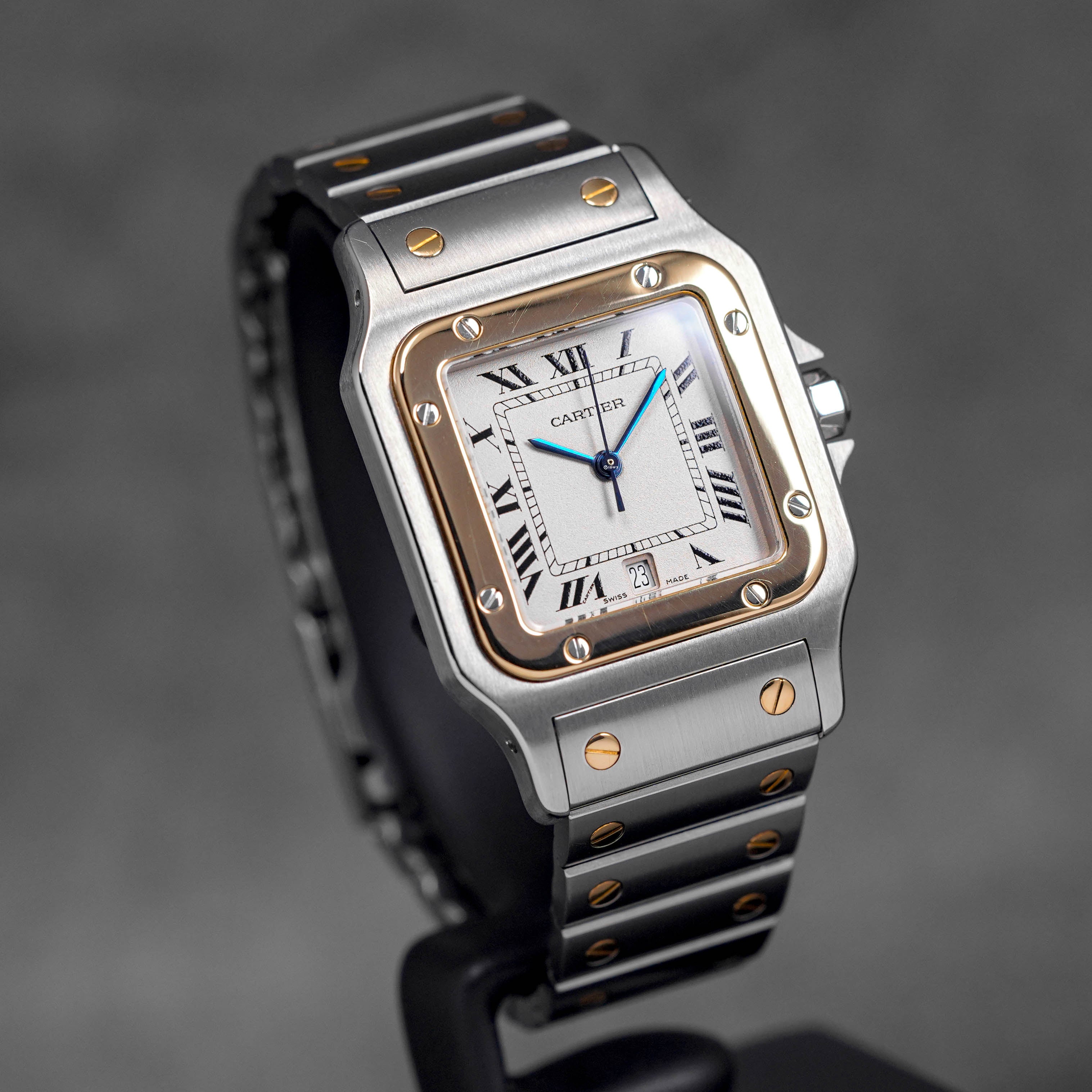 SANTOS GALBEE TWOTONE YELLOWGOLD L SILVER DIAL (2014)