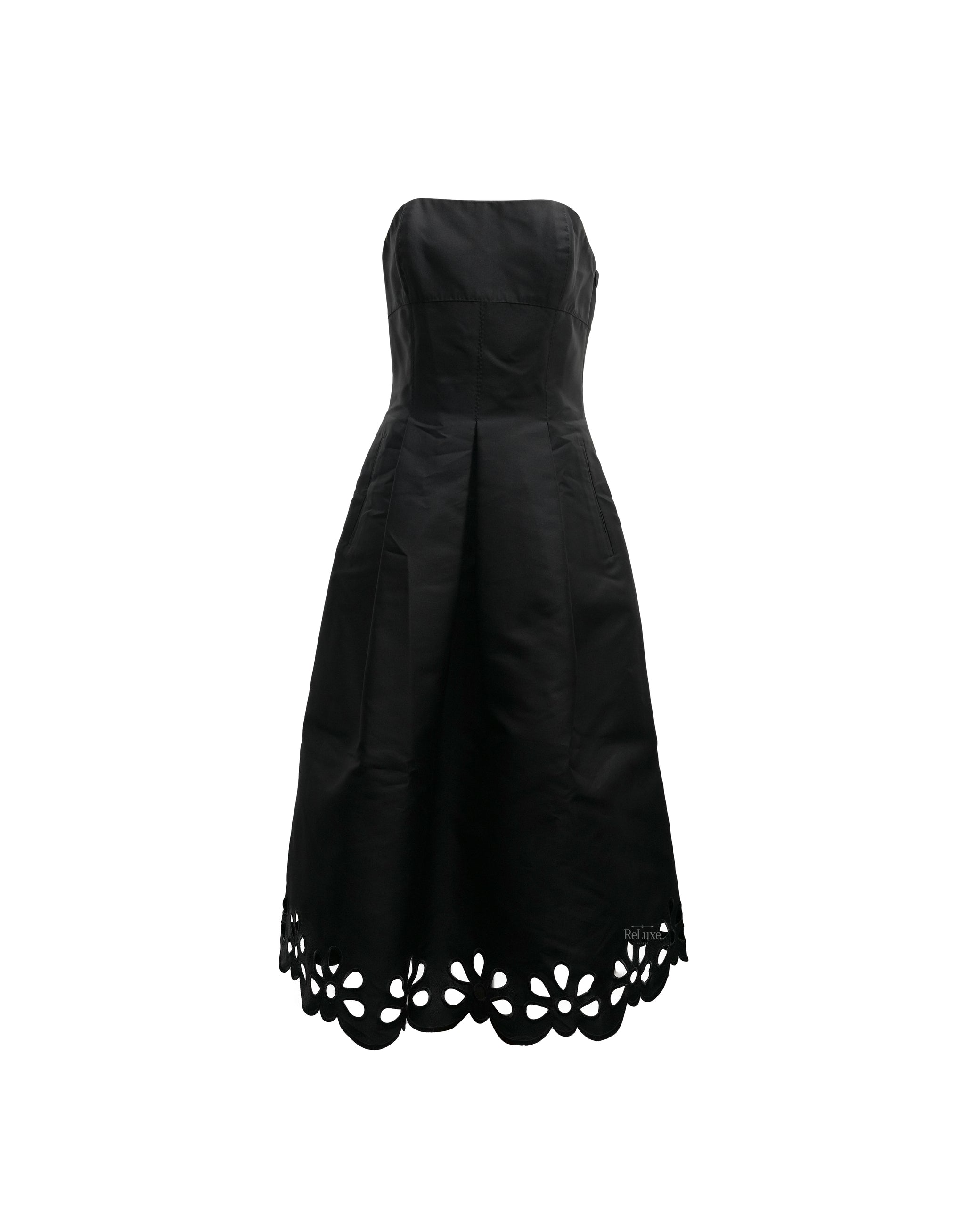 VINTAGE KNEE-LENGTH DRESS BLACK - SIZE 40