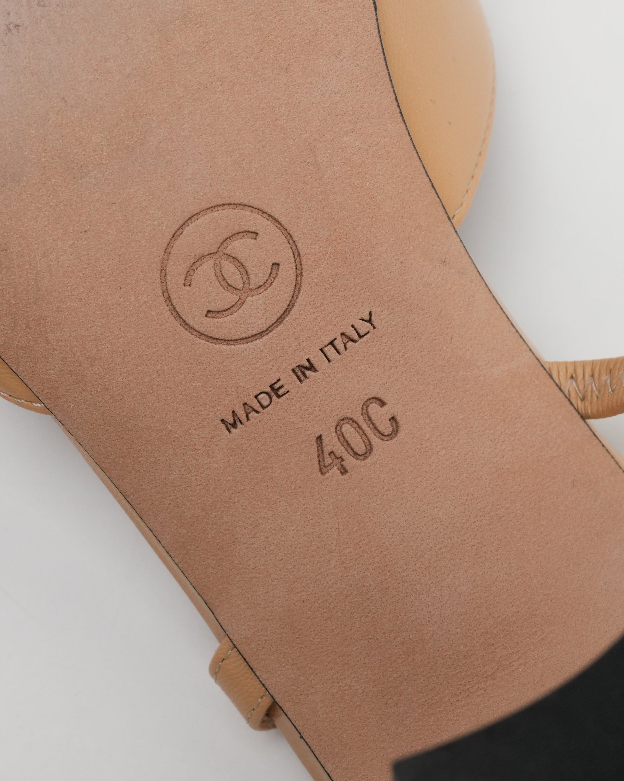 COCO MARK LEATHER STRAP PUMPS LADIES BLACK & BEIGE (40C)