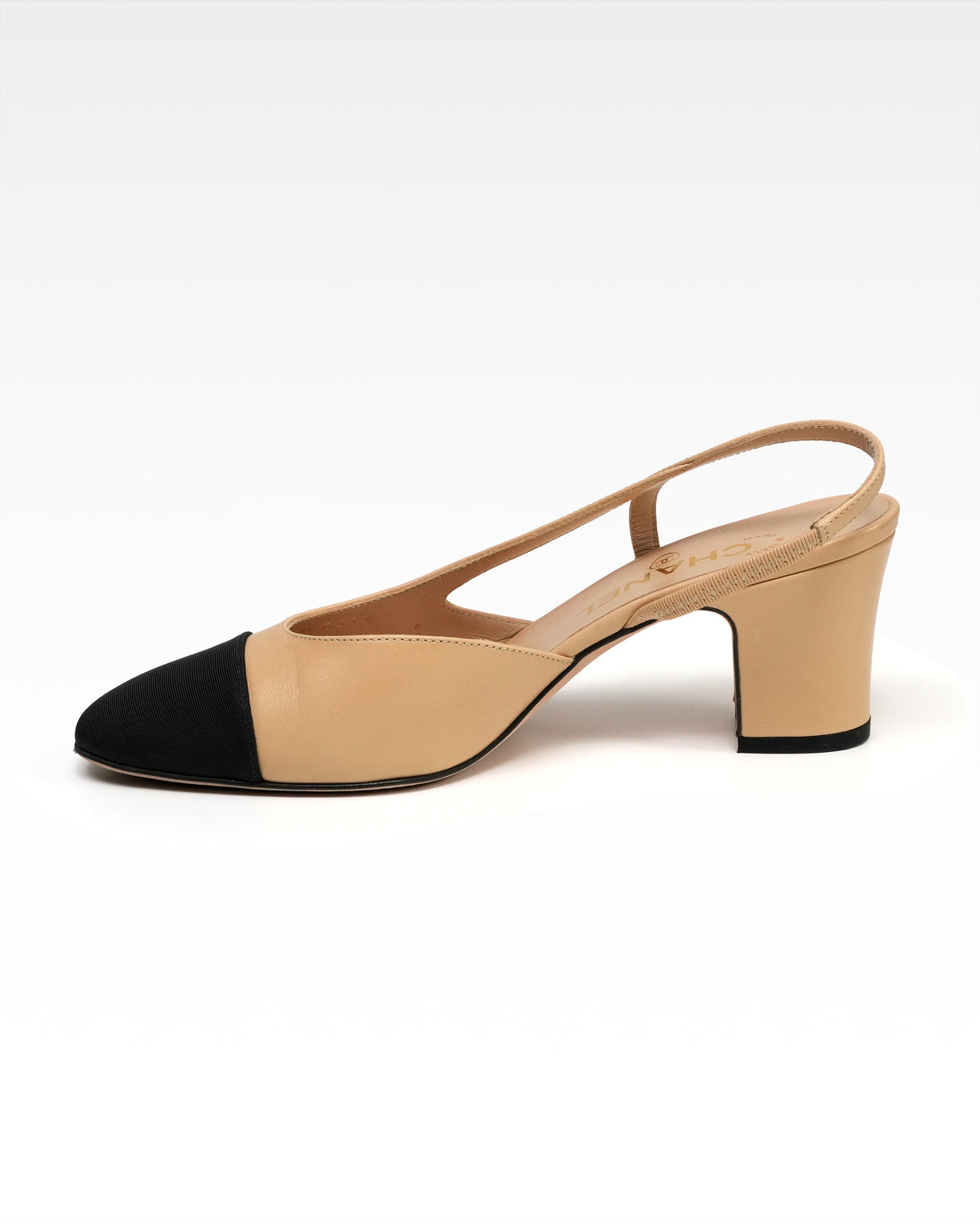 COCO MARK LEATHER STRAP PUMPS LADIES BLACK X BEIGE (36.5C)