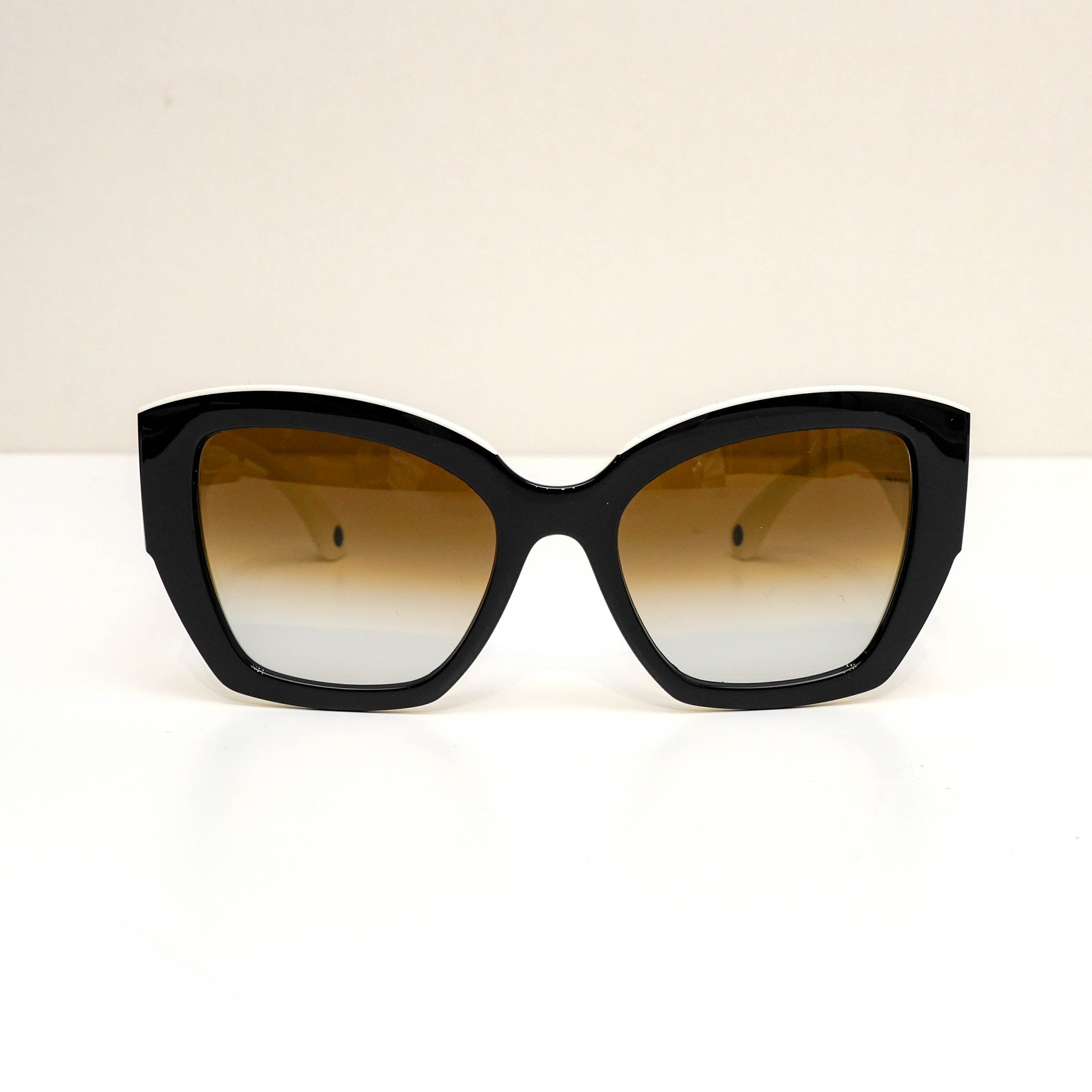 BUTTERFLY SUNGLASSES NYLON BLACK WHITE FRAME BEIGE GRADIENT LENSES