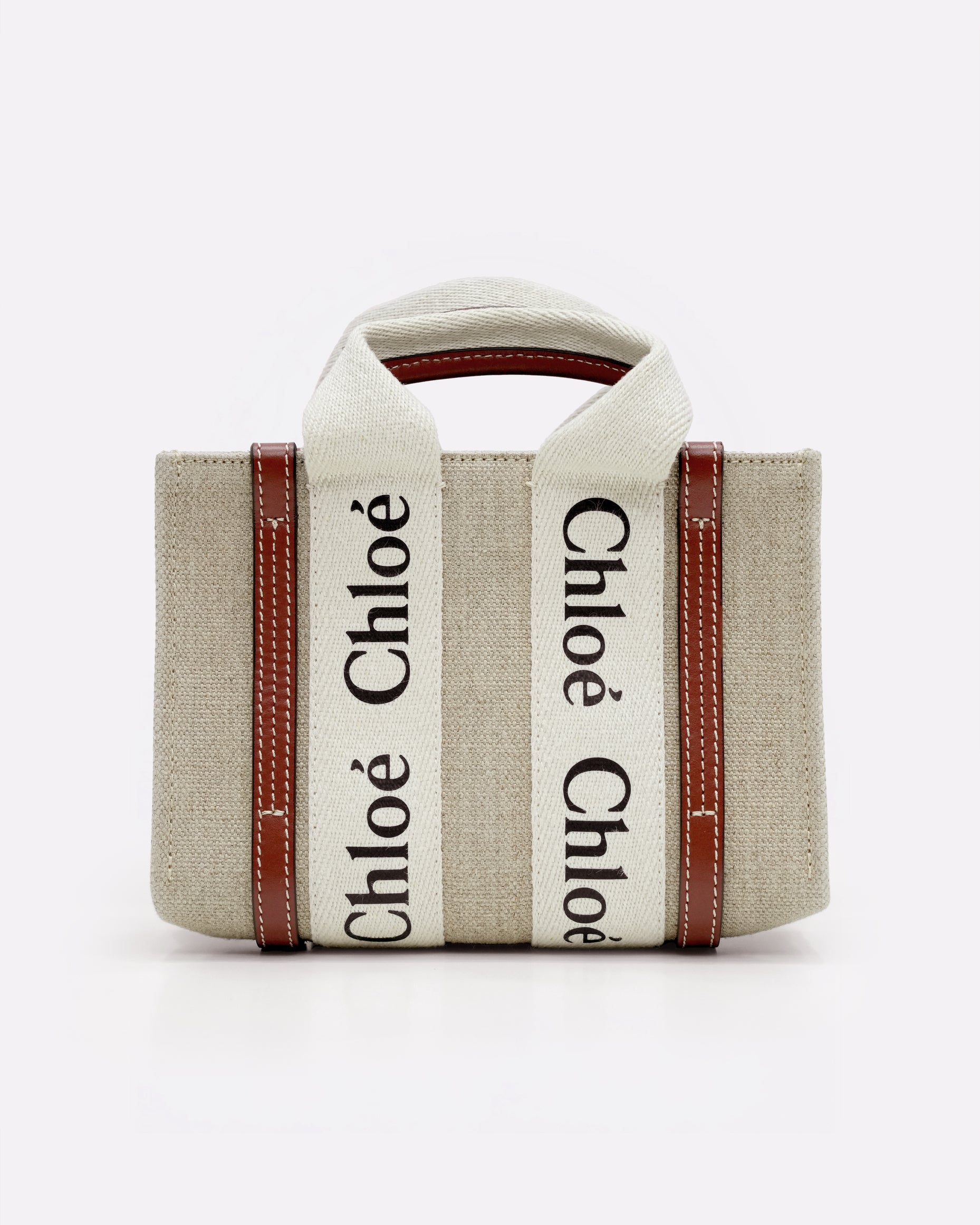 WOODY MINI BEIGE x BROWN HANDBAG CANVAS x LEATHER