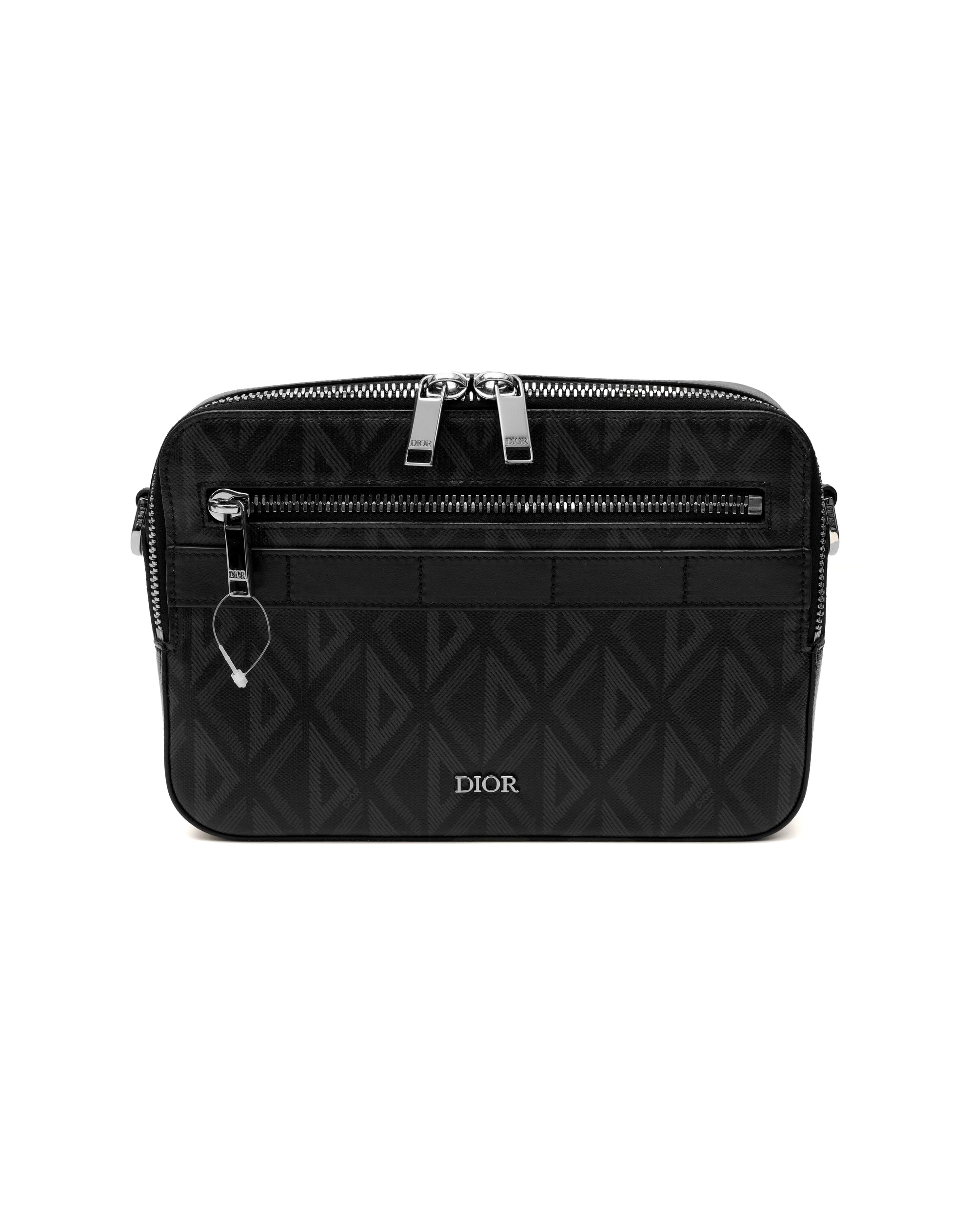 HOMME SAFARI CD DIAMOND PRINT SHOULDER BAG BLACK