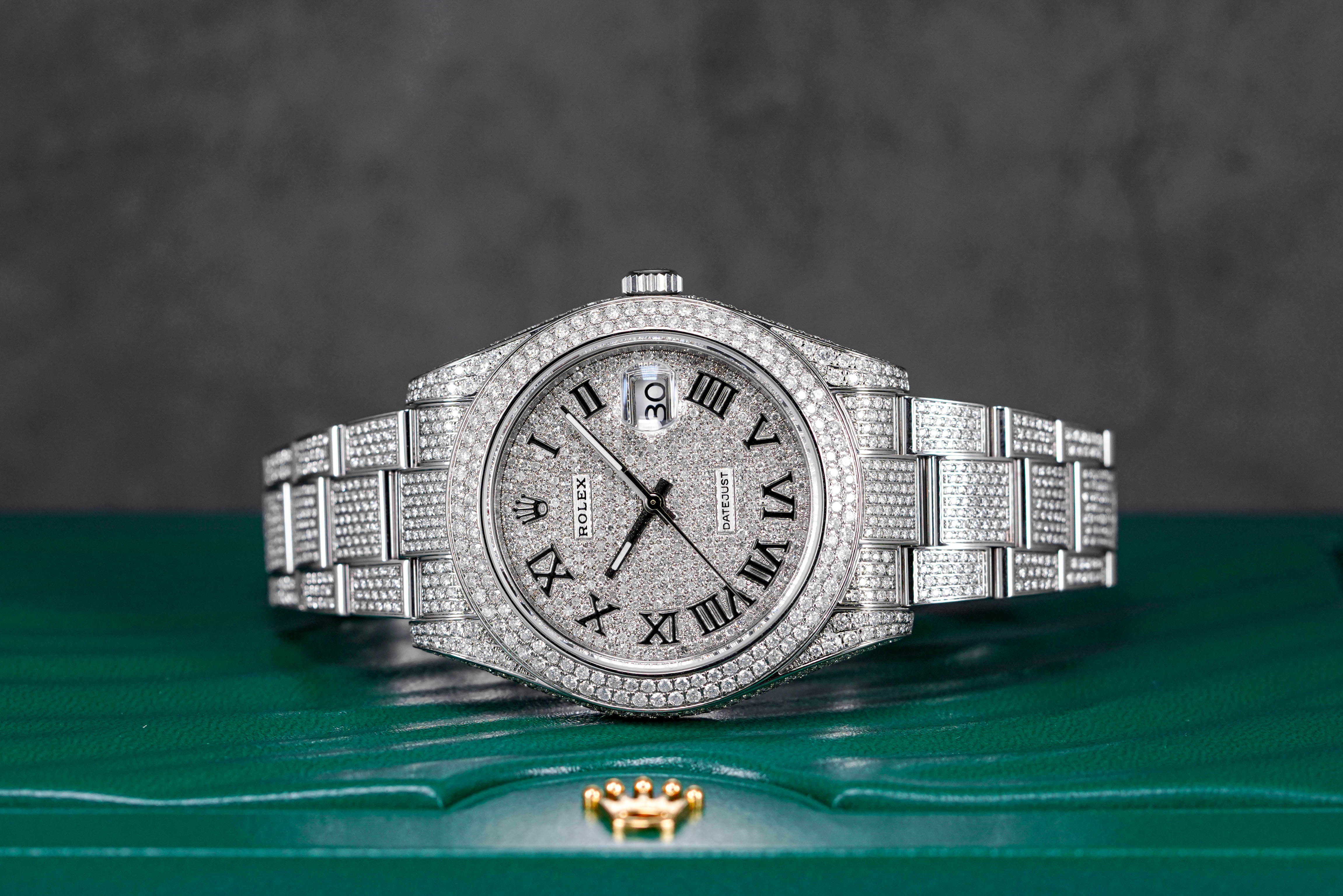 DATEJUST II CUSTOM PAVED DIAMOND SET ROMAN DIAL (2016)