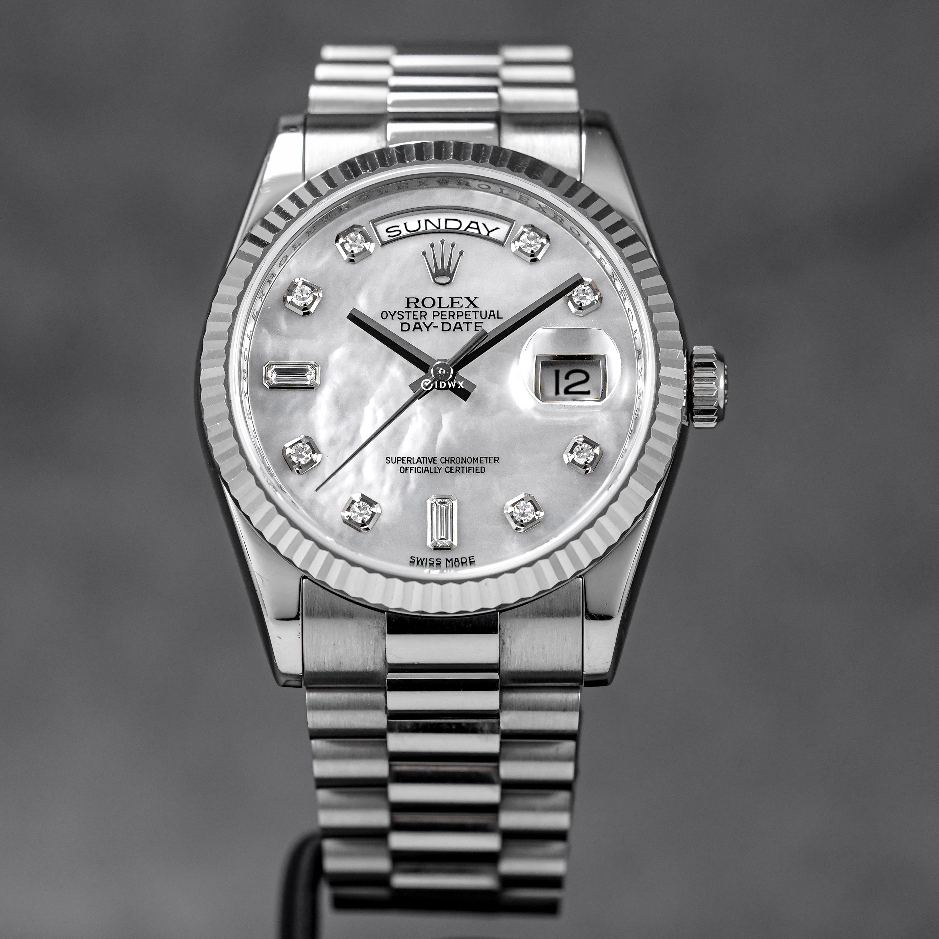 DAYDATE 36MM WHITEGOLD MOP BAGUETTE DIAL (2009)