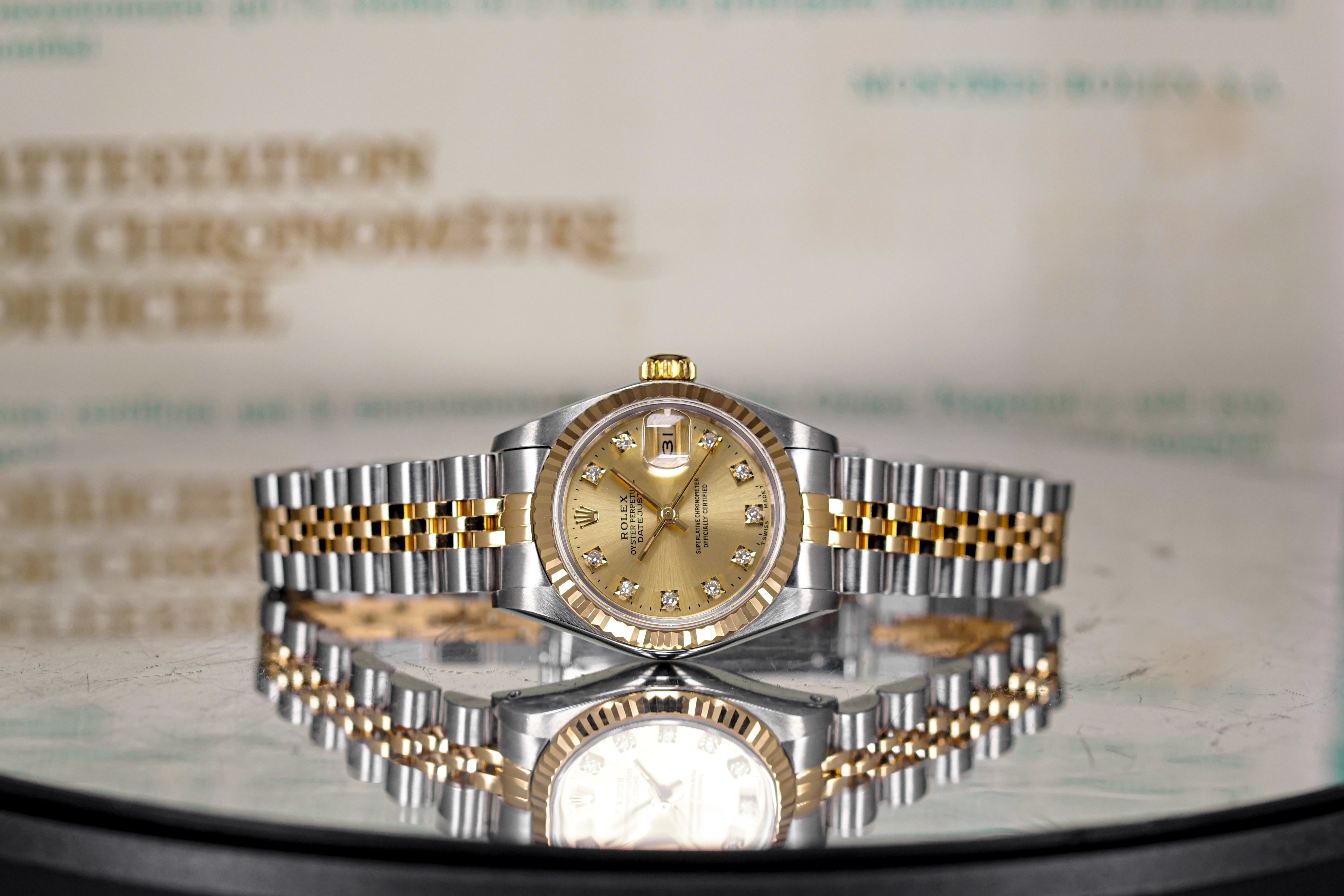 DATEJUST 26MM TWOTONE YELLOWGOLD CHAMPAGNE DIAMOND DIAL (1989)