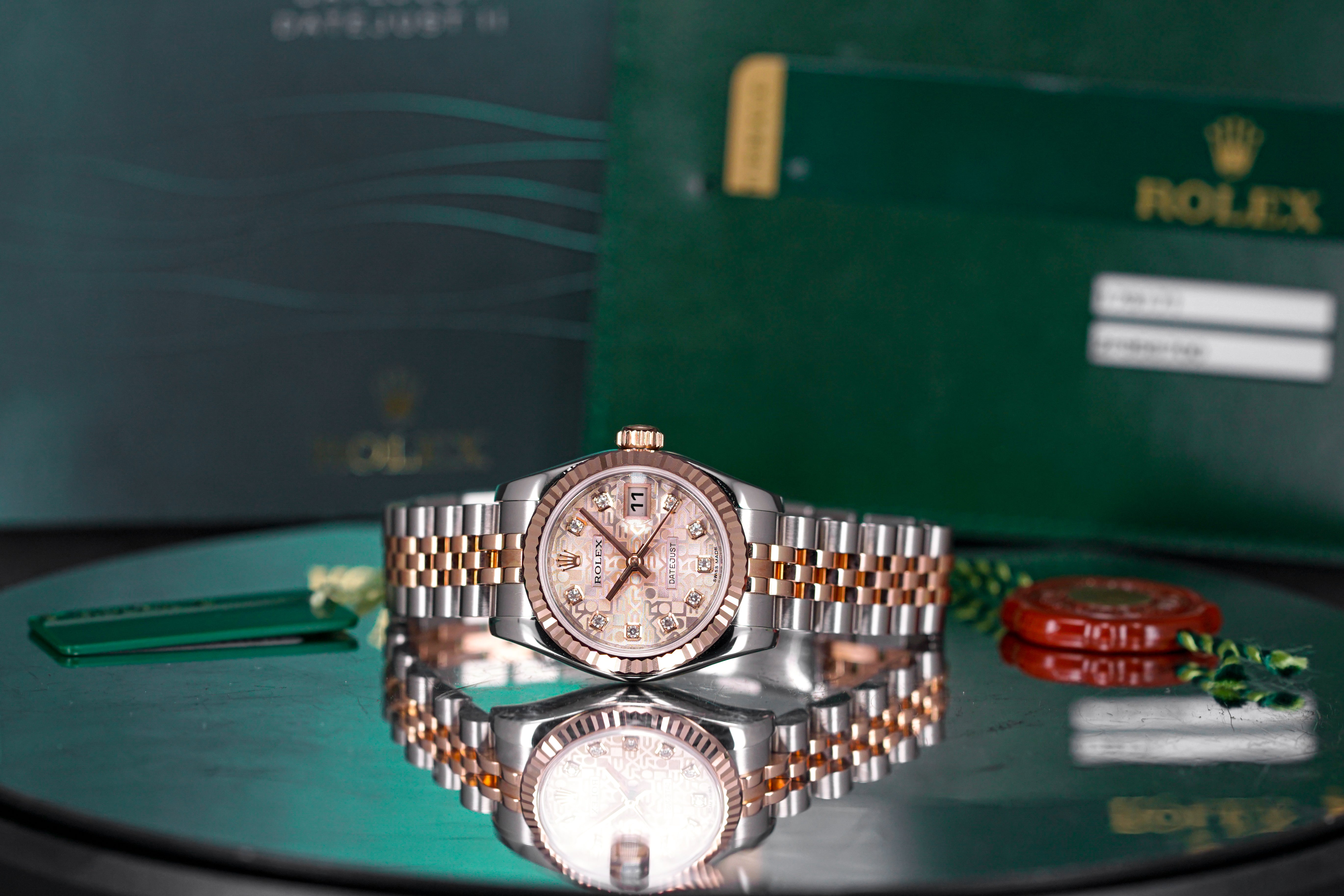 DATEJUST 26MM TWOTONE ROSEGOLD PINK COMPUTERIZED DIAMOND DIAL (2014)