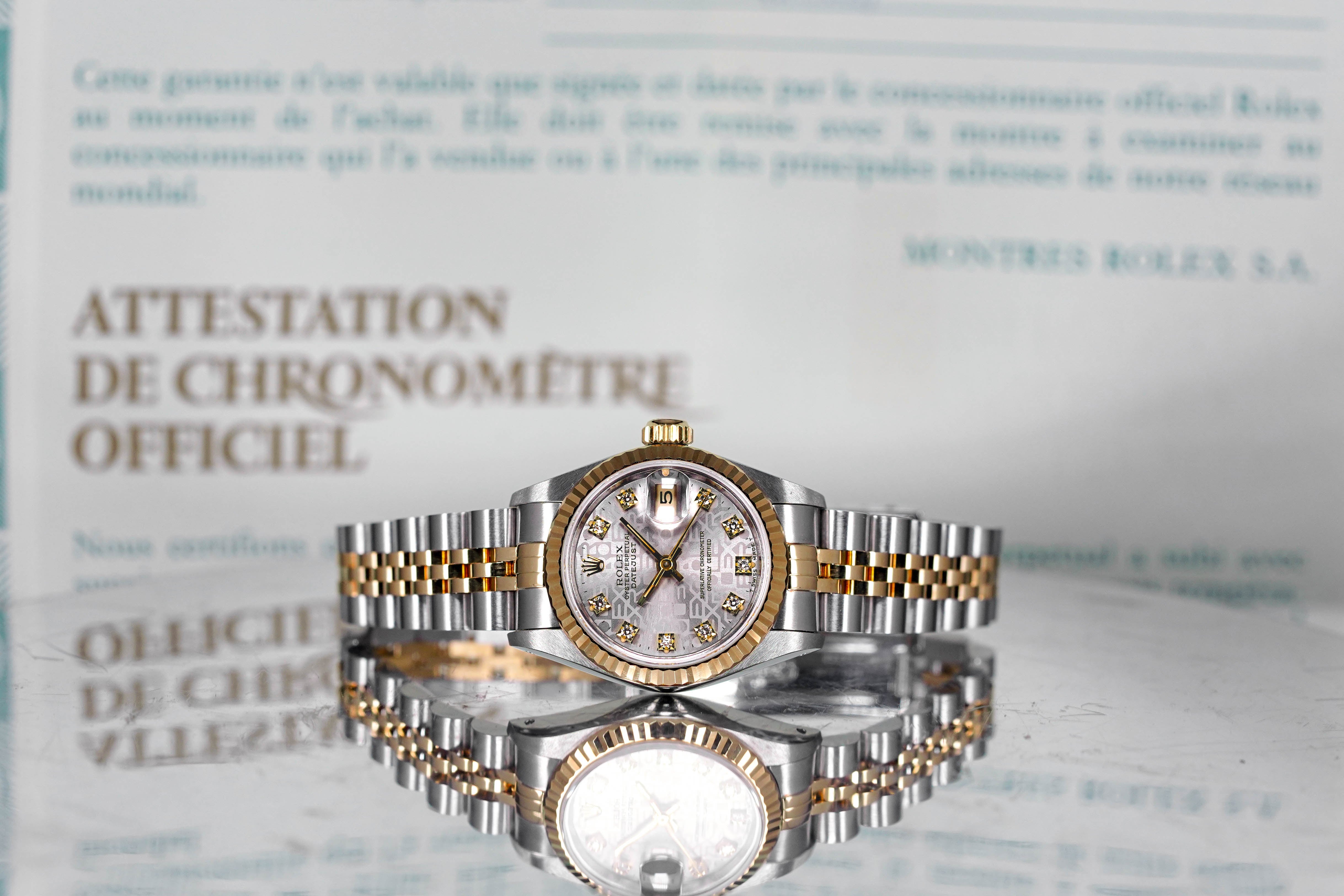 DATEJUST 26MM TWOTONE YELLOWGOLD SILVER COMPUTERIZED DIAMOND DIAL (1992)