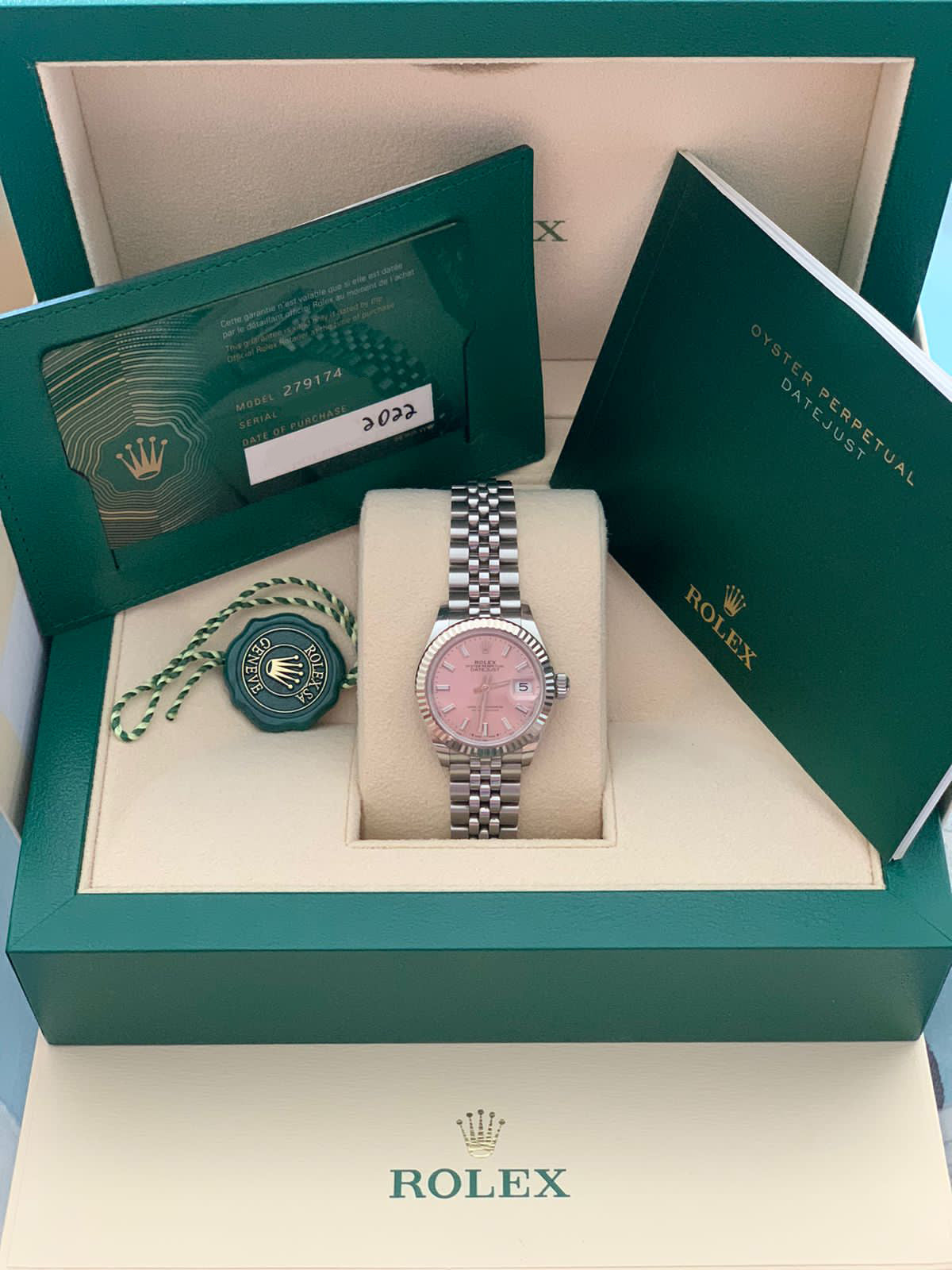 DATEJUST 28MM PINK DIAL FLUTED BEZEL JUBILEE (2022)