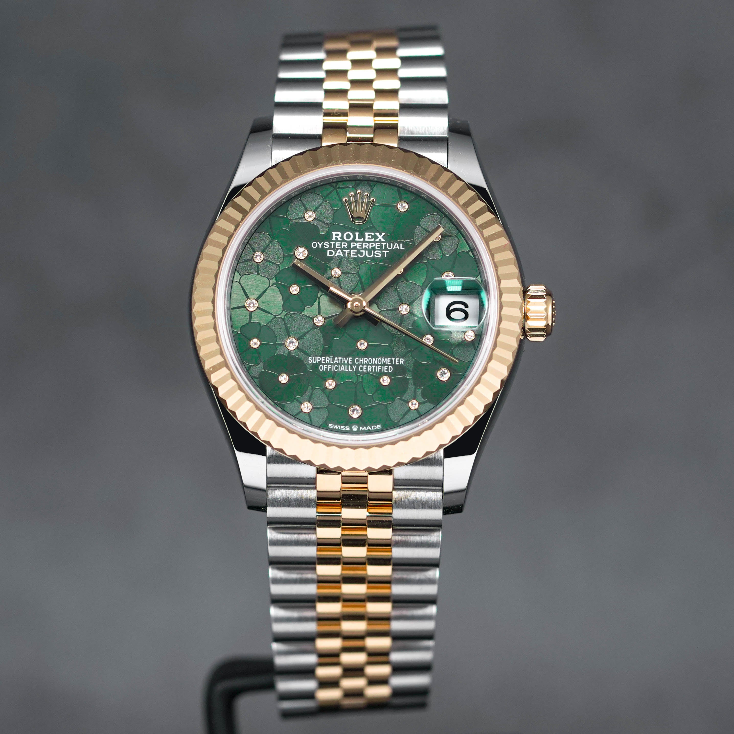 DATEJUST 31MM TWOTONE YELLOWGOLD GREEN FLORAL DIAL (2023)