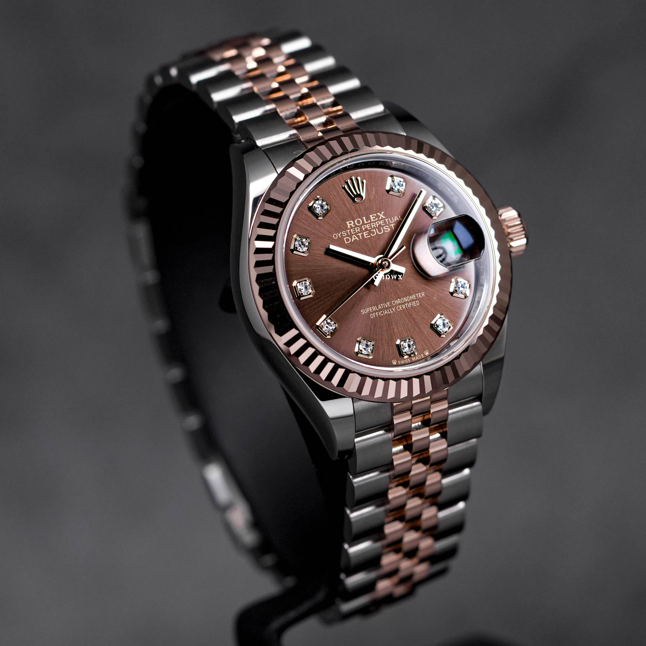 DATEJUST 28MM TWOTONE ROSEGOLD CHOCO DIAMOND DIAL (2023)