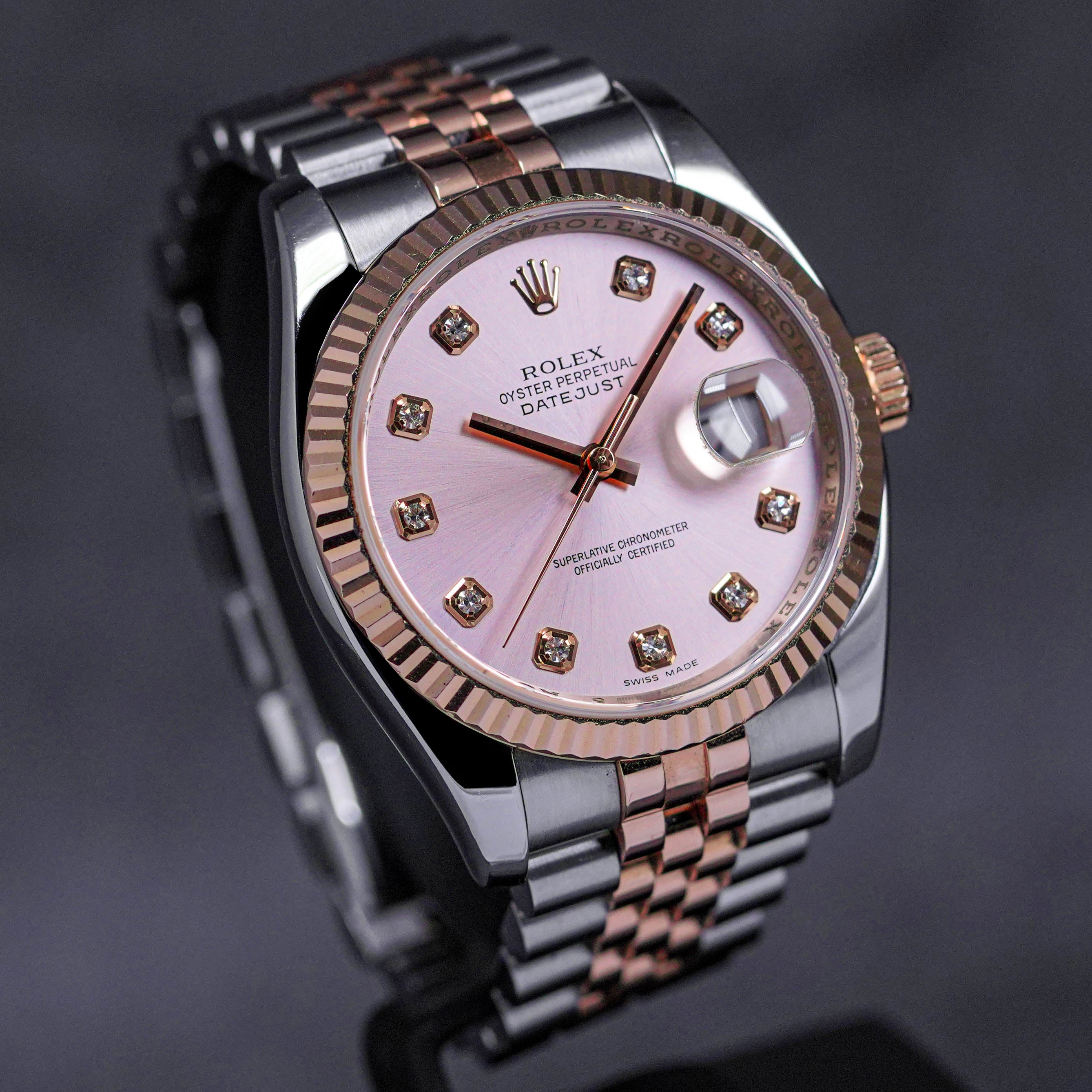 DATEJUST 36MM TWOTONE ROSEGOLD PINK DIAMOND DIAL (2007)