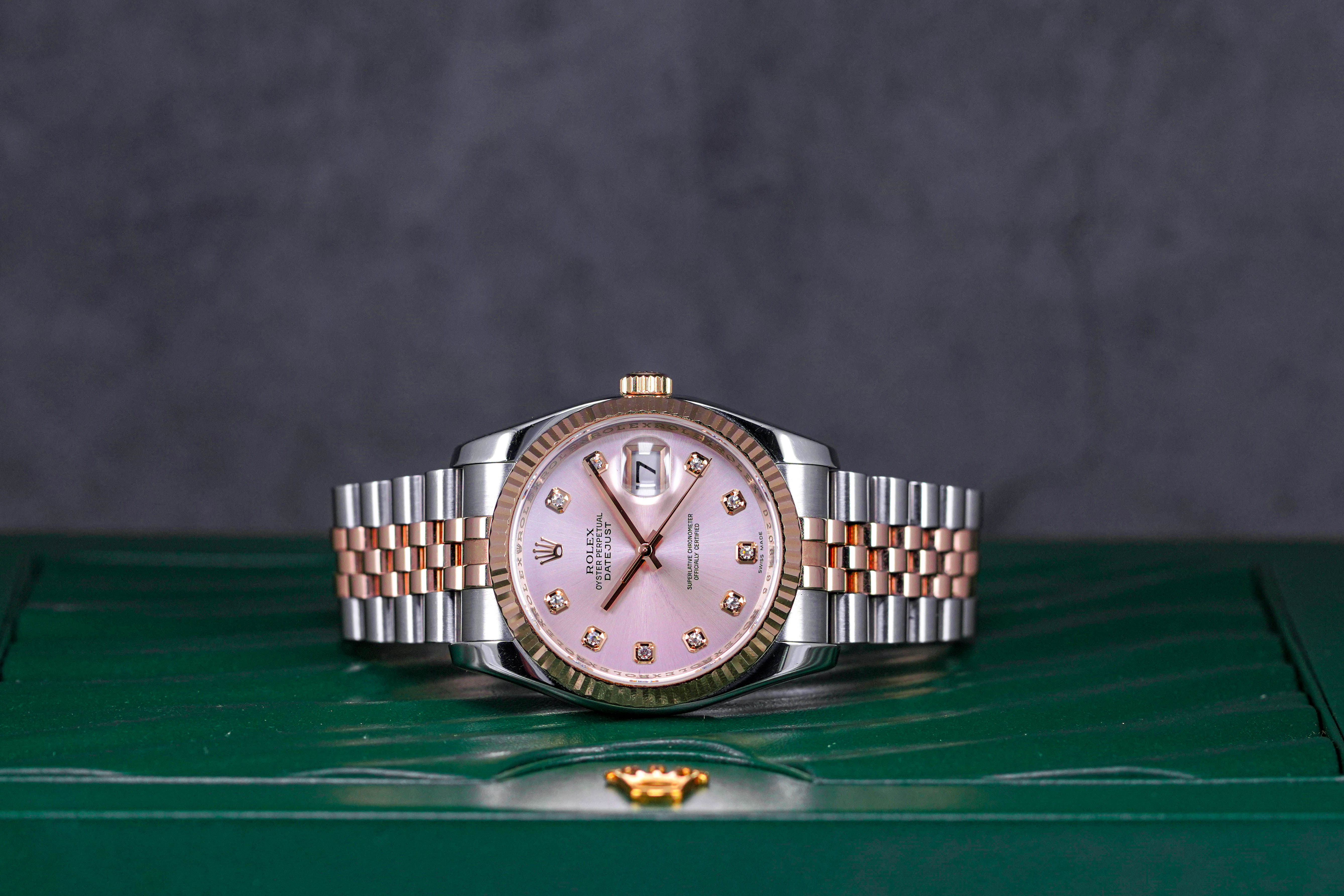 DATEJUST 36MM TWOTONE ROSEGOLD PINK DIAMOND DIAL (2007)