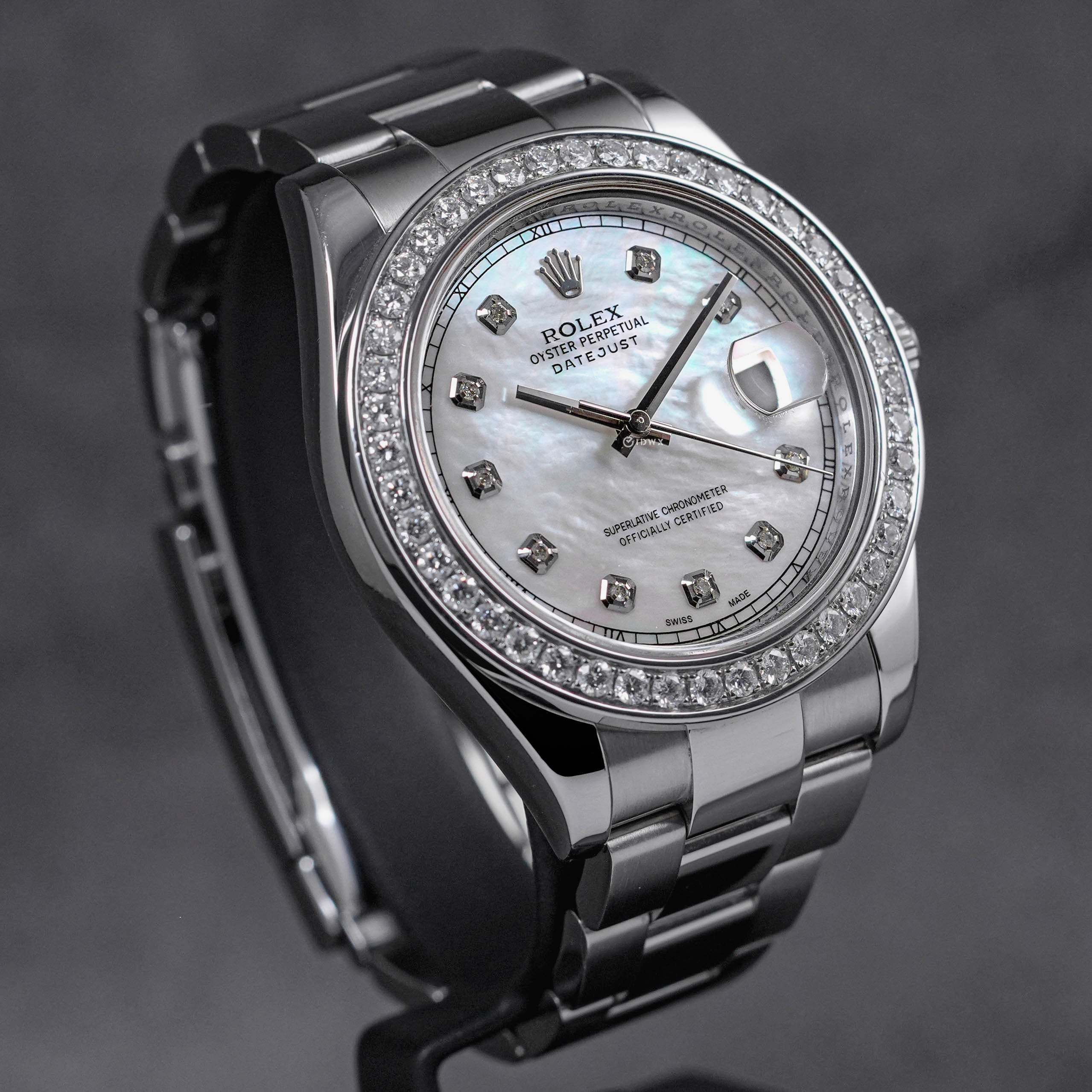DATEJUST II CUSTOM MOP DIAMOND DIAL DIAMOND RING (WATCH ONLY)