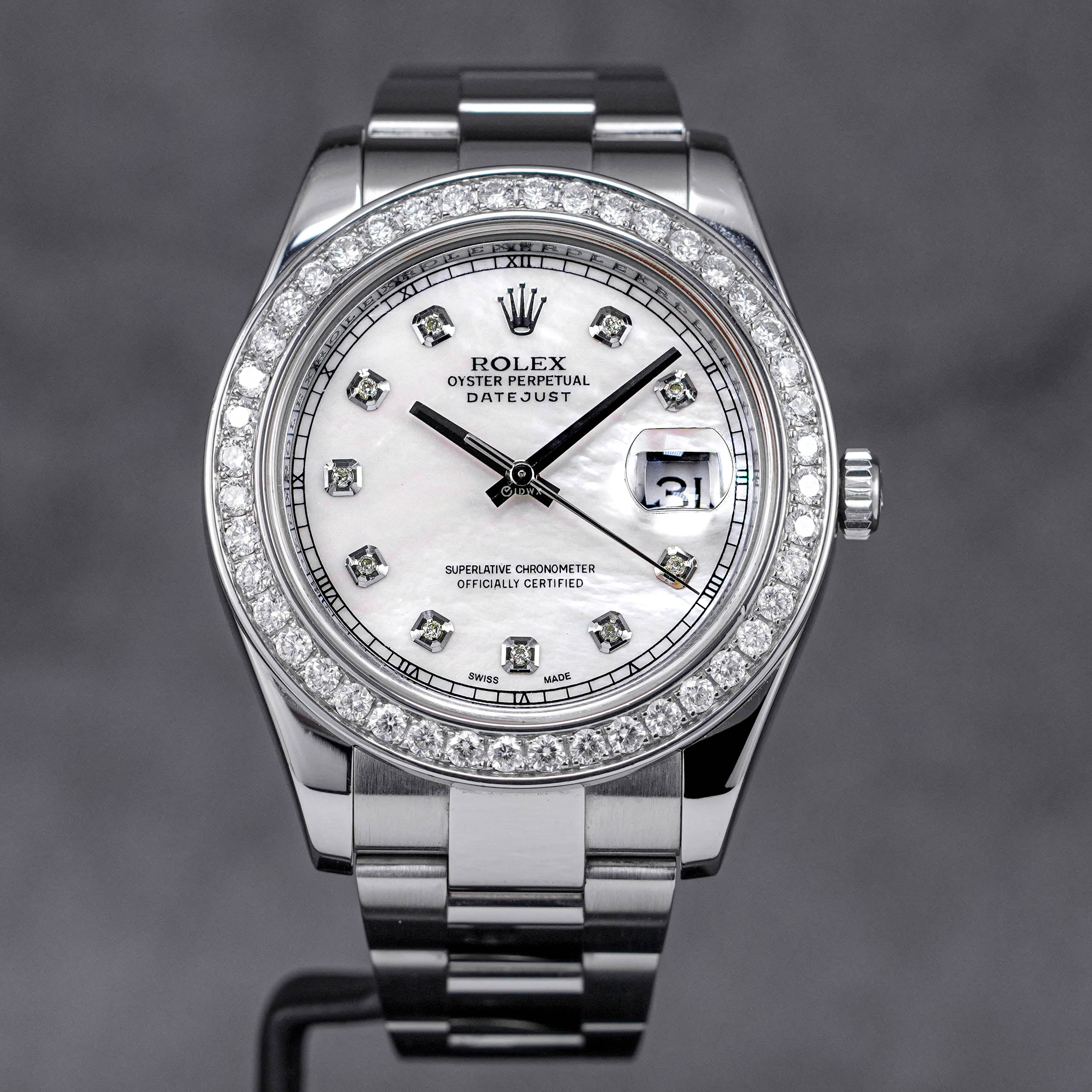 DATEJUST II CUSTOM MOP DIAMOND DIAL DIAMOND RING (WATCH ONLY)