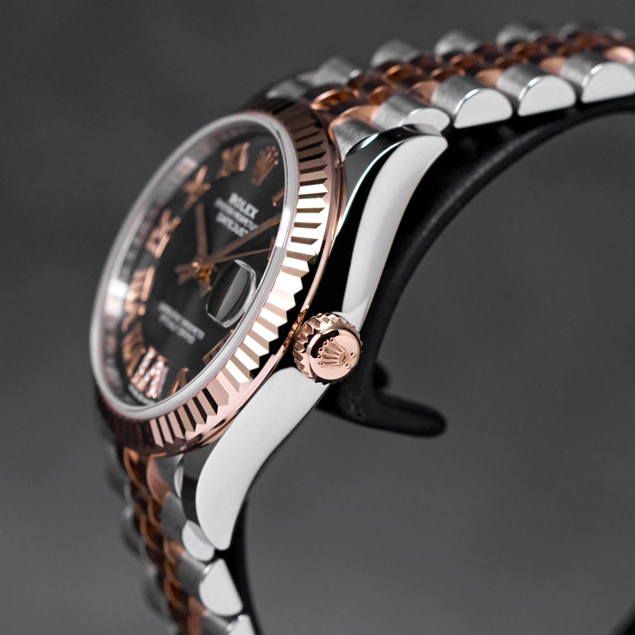 DATEJUST 31MM TWOTONE ROSEGOLD AUBERGINE ROMAN DIAL DIAMOND ON VI (2023)