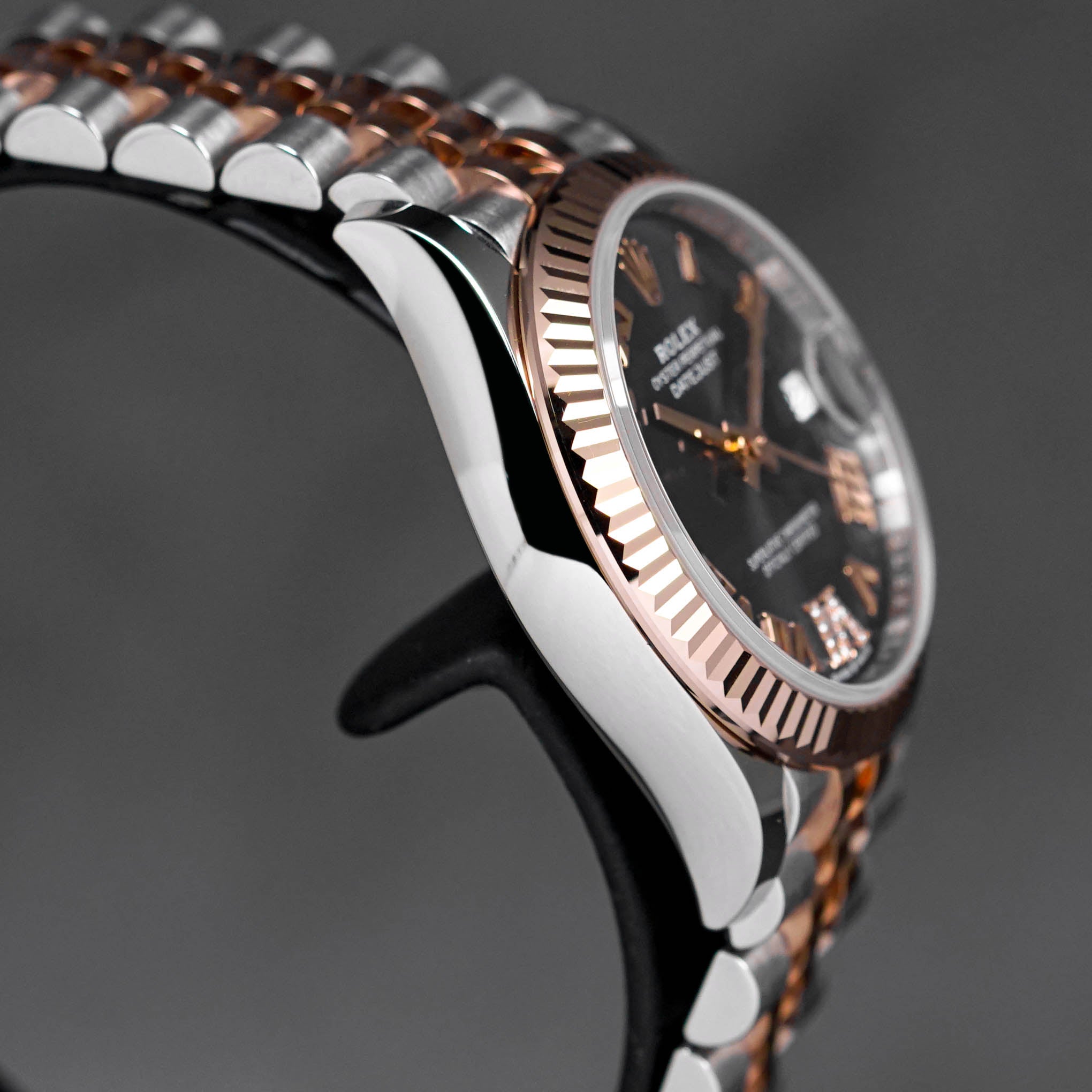 DATEJUST 31MM TWOTONE ROSEGOLD AUBERGINE ROMAN DIAL DIAMOND ON VI (2023)