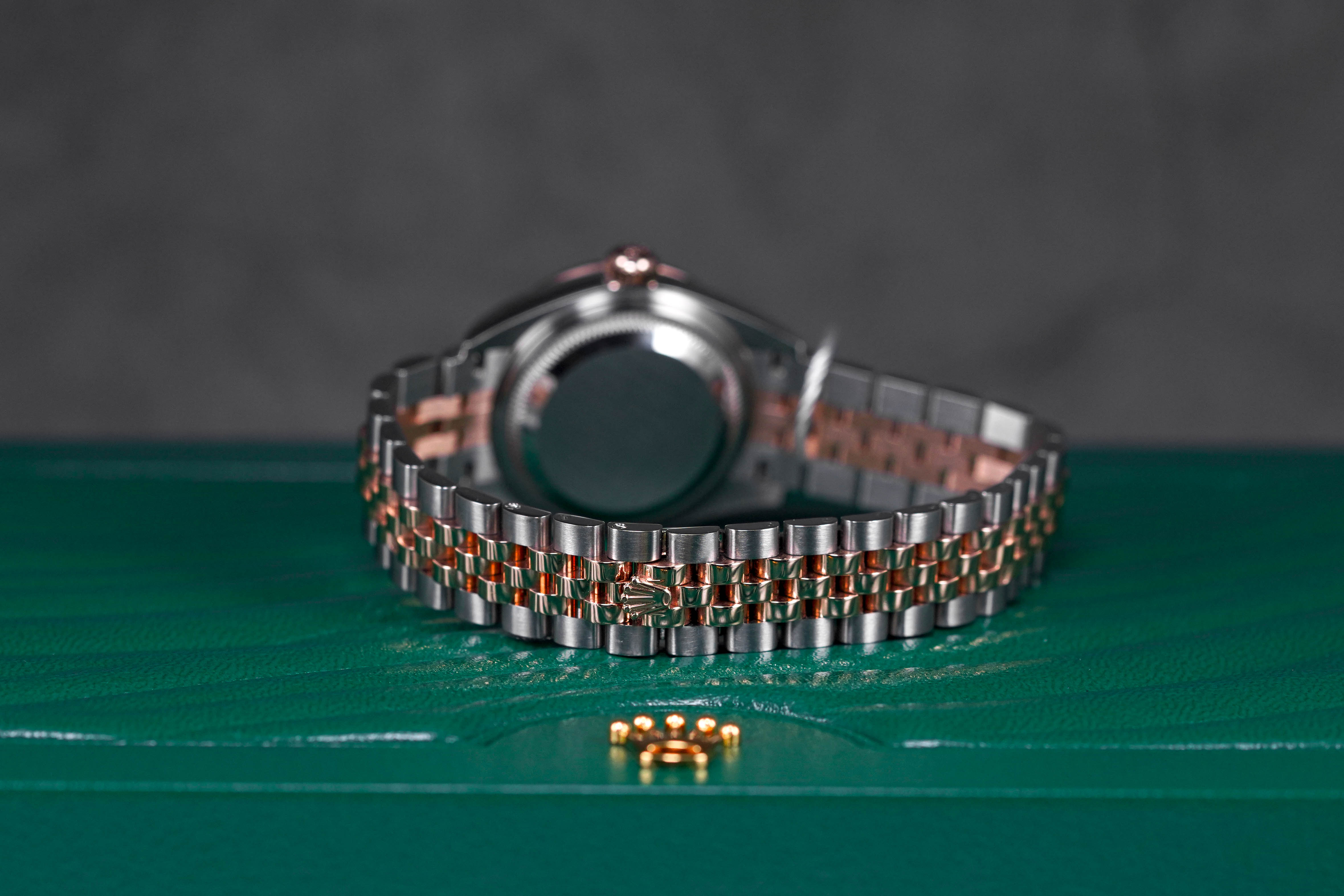 DATEJUST 28MM TWOTONE ROSEGOLD AUBERGINE DIAMOND DIAL DIAMOND RING (2022)