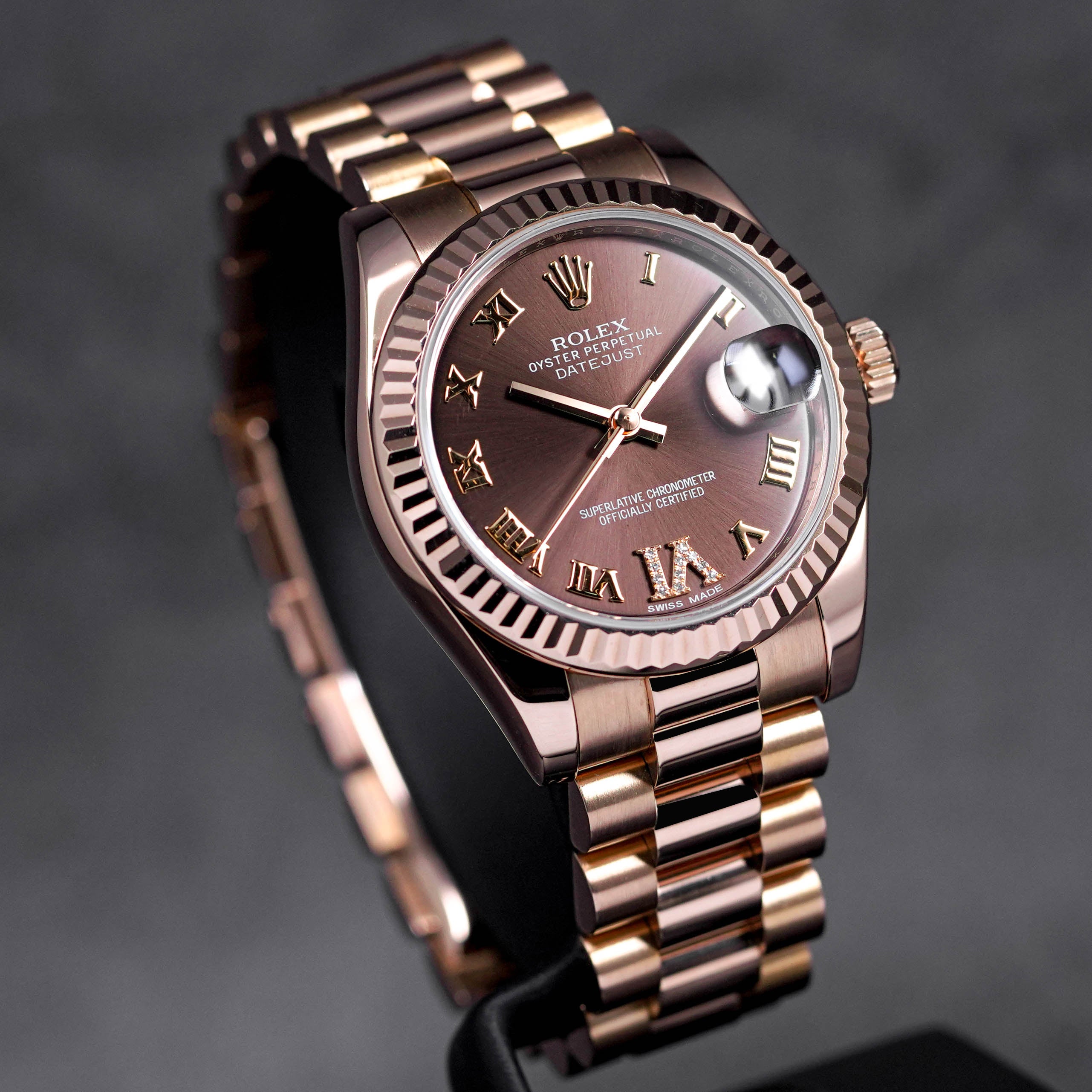 DATEJUST 31MM ROSEGOLD CHOCO ROMAN DIAL DIAMOND ON VI (2013)