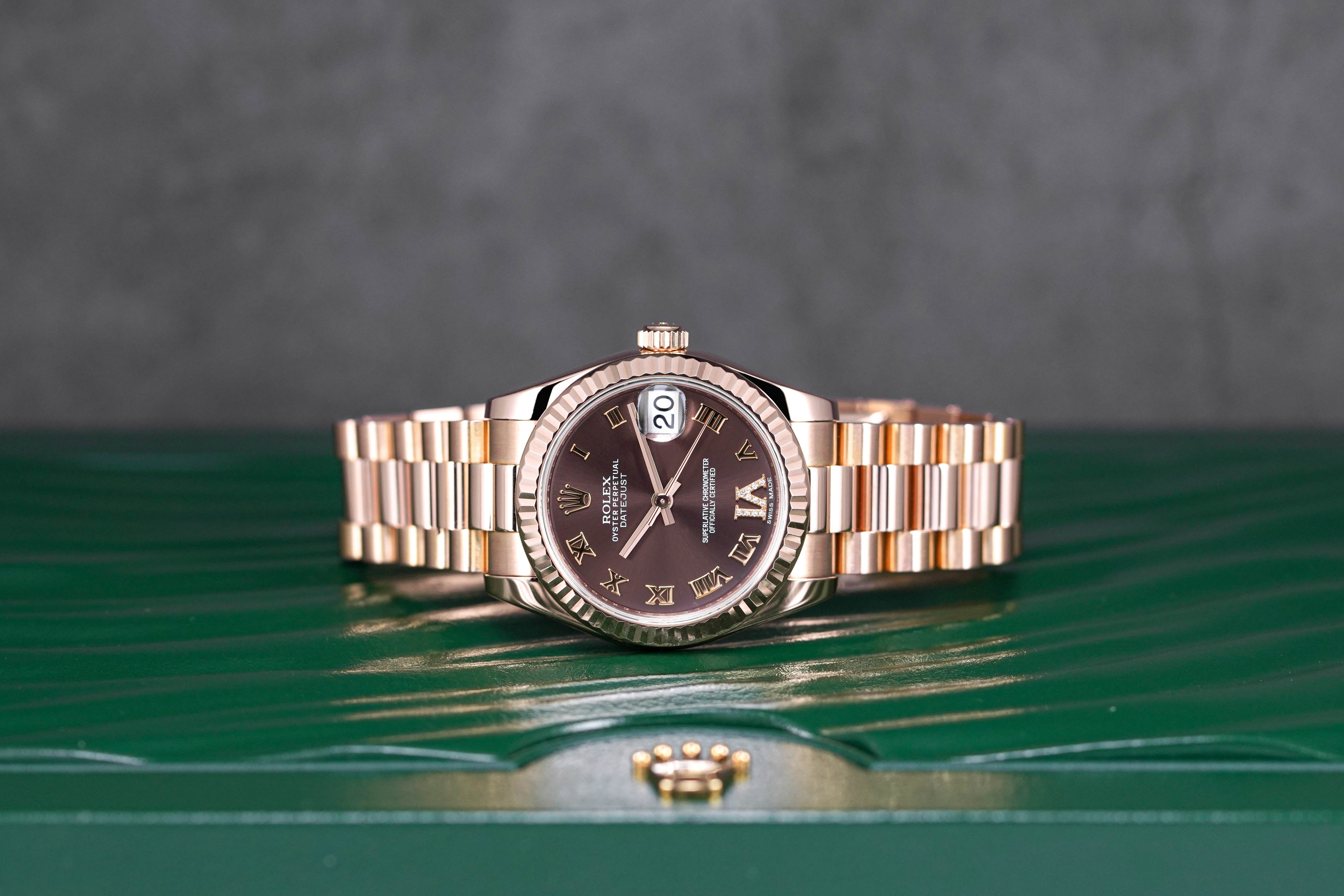 DATEJUST 31MM ROSEGOLD CHOCO ROMAN DIAL DIAMOND ON VI (2013)