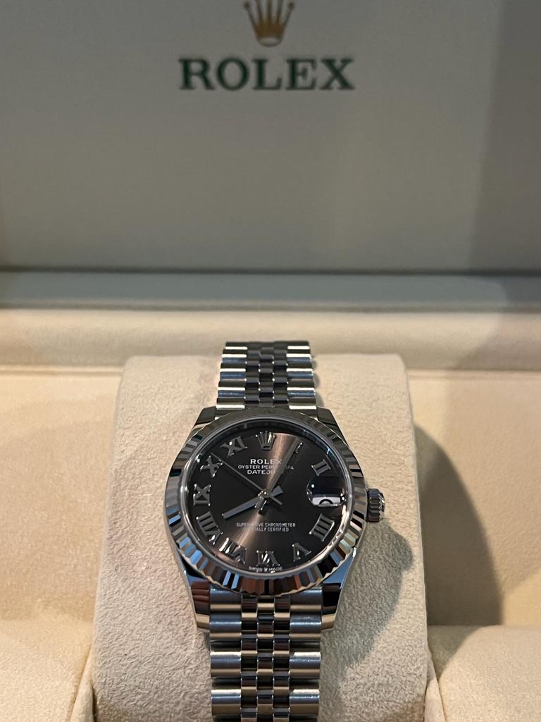 DATEJUST 31MM DARK GREY ROMAN DIAL FLUTED JUBILEE (2023)
