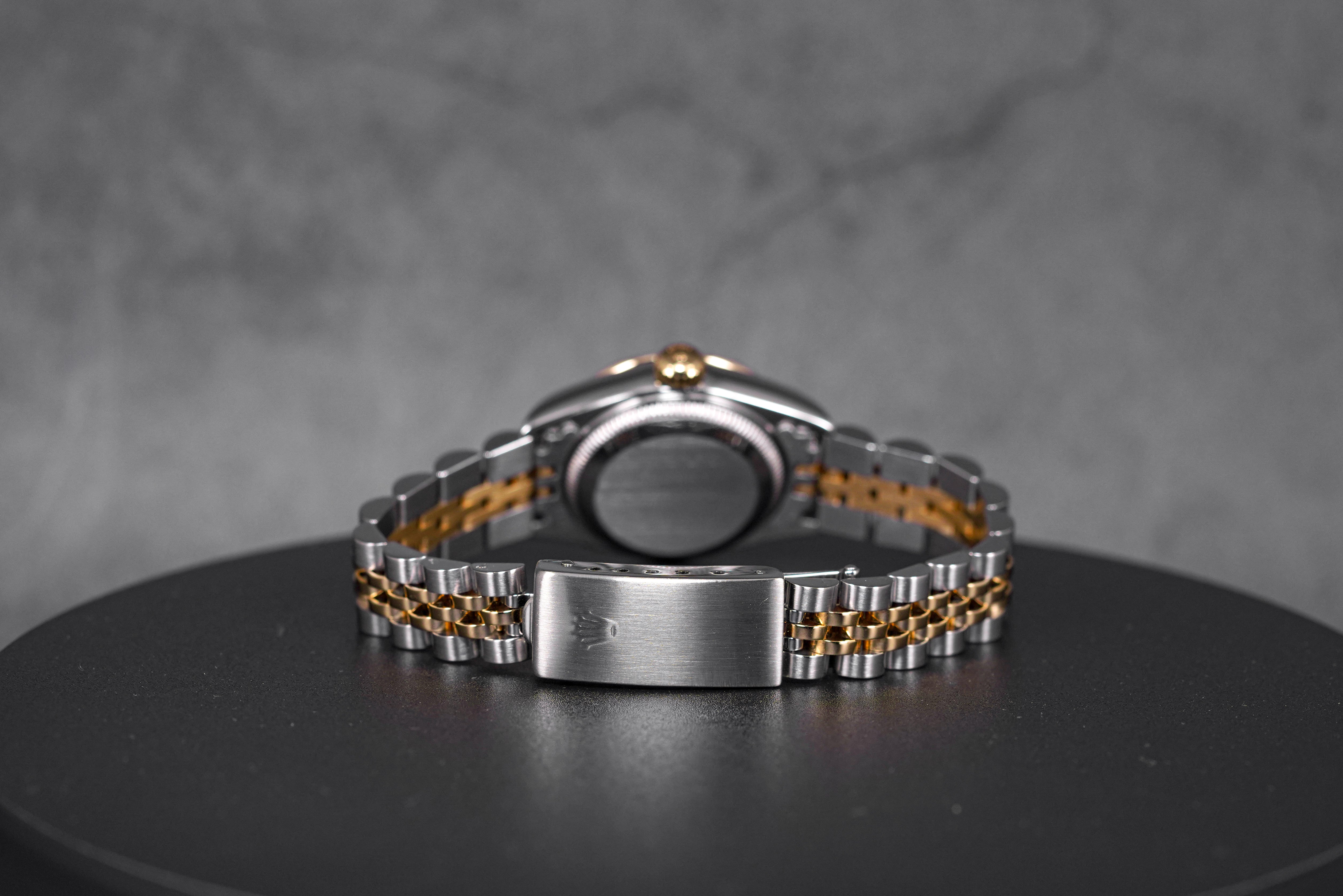 DATEJUST 26MM TWOTONE YELLOWGOLD GREY DIAMOND DIAL RING DIAMOND BEZEL (WATCH ONLY)