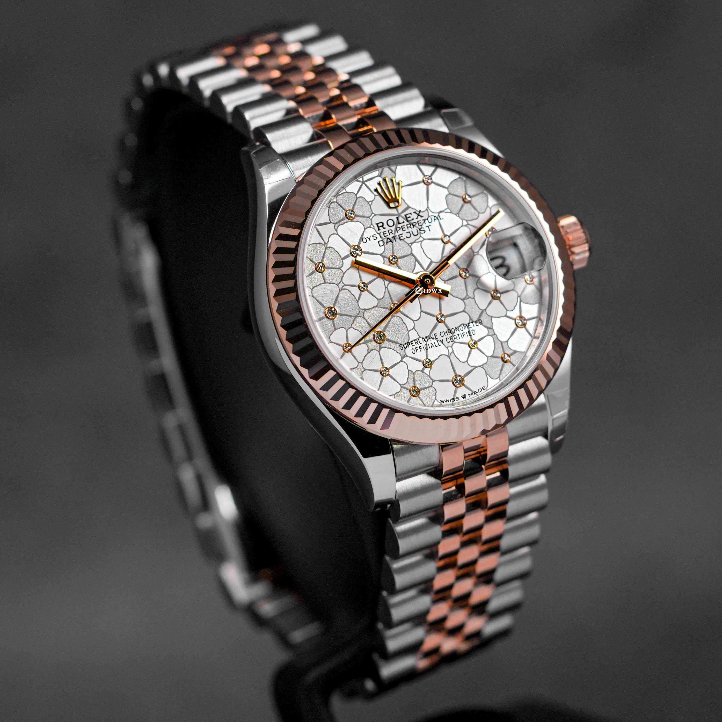 DATEJUST 31MM TWOTONE ROSEGOLD SILVER FLORAL DIAMOND (2023)