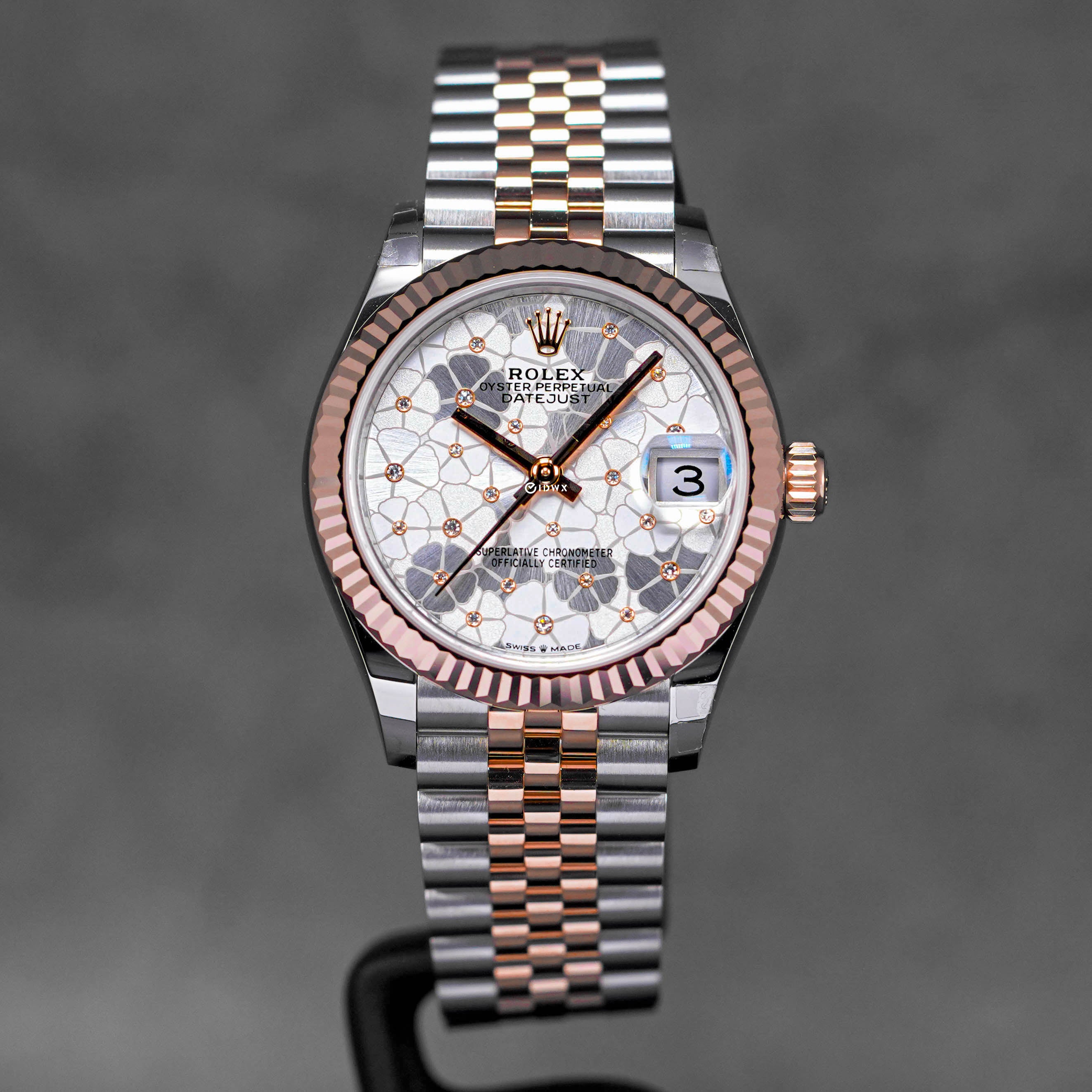 DATEJUST 31MM TWOTONE ROSEGOLD SILVER FLORAL DIAMOND (2023)
