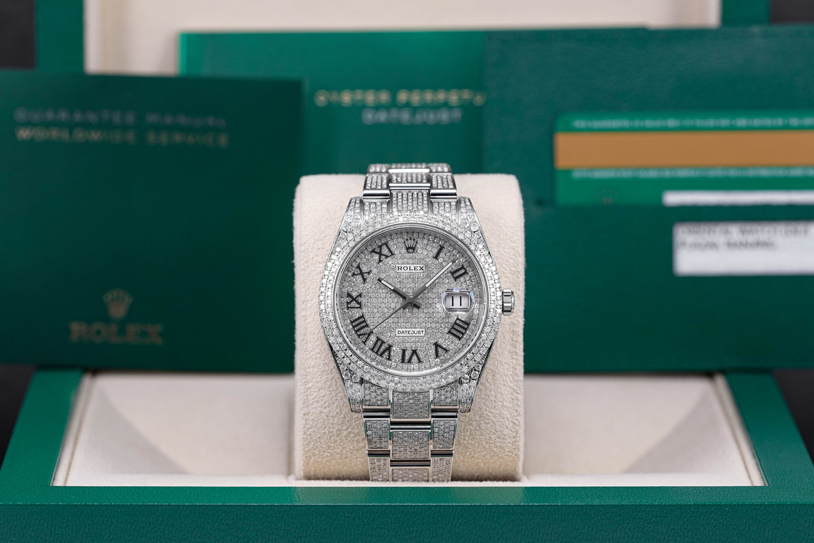 DATEJUST II CUSTOM PAVED DIAMOND SET ROMAN DIAL (2019)